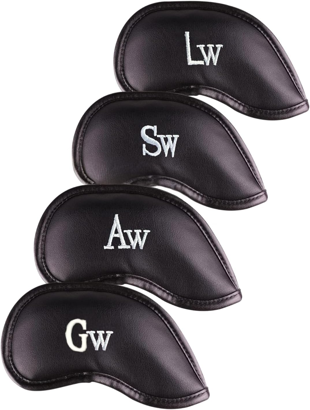 Premium Magnetic Leather Iron and Wedge Golf Club Head Covers | Set of 10 | Fits Most Clubs | Embroidered Club Label on Both Sides of Club Head Cover