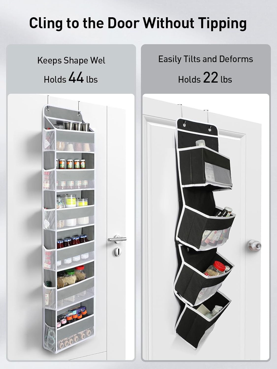 Yecaye 2 Pack Over The Door Organizer, 6-Tier Closet Door Hanging Organizer with 12 Mesh Pockets, Bathroom Organizers and Storage, Ultra Sturdy Large Capacity Over Door Storage Newborn Baby Essentials