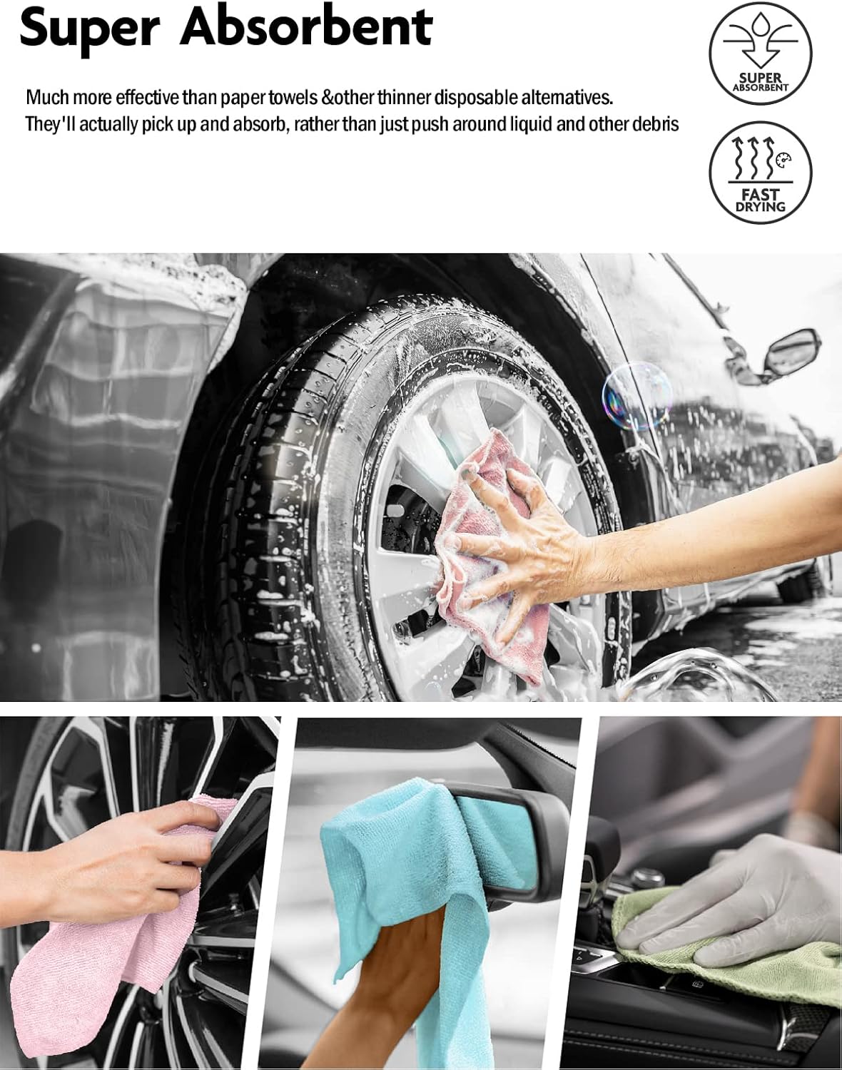 Fantasticlean Microfiber Cleaning Cloth Roll -40 Pack, Tear Away Microfiber Towels, 12" x 12", Reusable, Washable, Scratch Free, Ultra Absorbent Dishcloth for Car, Home Supplies, Pet, Kitchen (Blue)