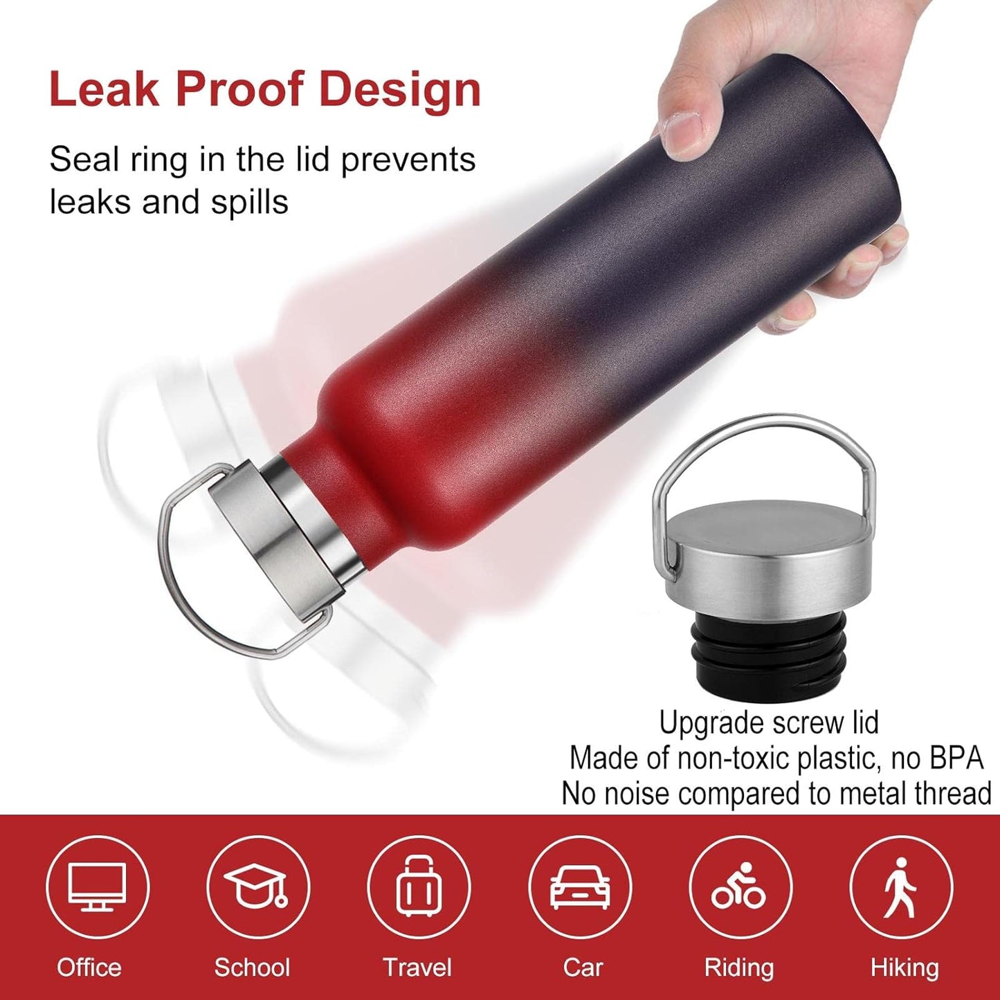 Neihepal 20 oz Insulated Water Bottles Bulk 4 Pack,Stainless Steel Double Wall Sport Bottle with Lid of Handle,Metal Reusable Thermoses Flask for School,Cyclists,Hikers,Gift (Assorted,Set of 4)