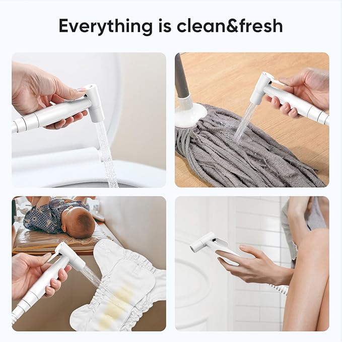 Arofa Bright White Bidet Sprayer for Toilet, Handheld Jet Sprayer Adjustable Water Pressure Muslim Shower with Bidet Hose, Bidets Faucet for Existing Toilets Cloth Diaper Spray for Baby/Feminine Wash