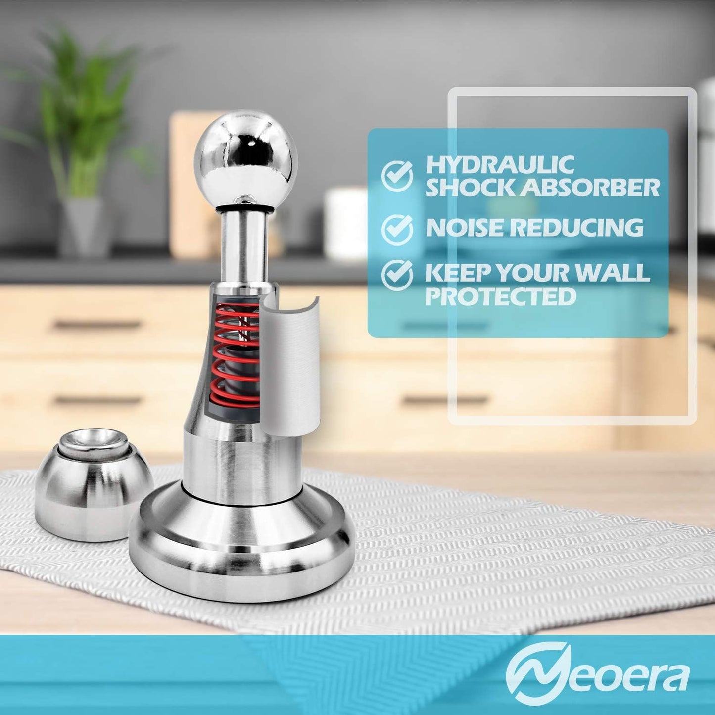 Neoera Magnetic Door Stopper, Updated Hydraulic Shock Absorbent Technology, Soft-Catch Magnetic Hold, Premium 304 Stainless Steel, Anti-Rust, Heavy Duty for Various Door Types, Wall Mount 6Pack