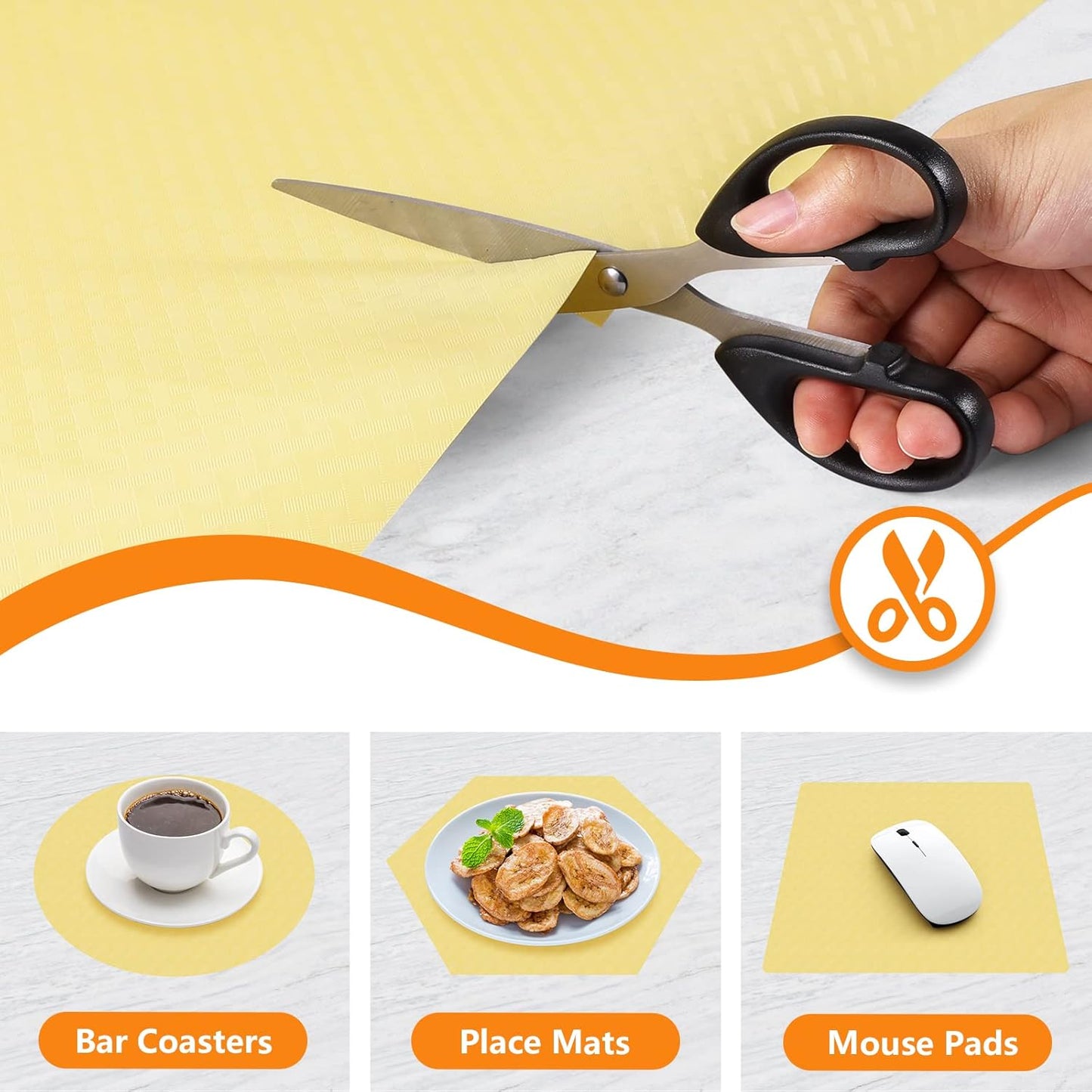 Shelf Liners for Kitchen Cabinets Refrigerator Liners Waterproof & Oil-Proof Kitchen Cupboard Liner Non Adhesive Drawer Mats Cabinet Liners for Shelves -Yellow Beige 11.8 x 236.2 Inches