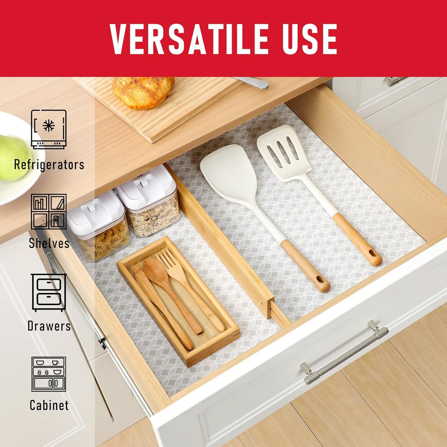 Cooyes Refrigerator Liners 17.7" x 24", Absorbent Strong Grip Fridge Mats Machine Washable, Non-Adhesive Refrigerator Shelf Liner for Fridge Bins & Kitchen Cabinets,