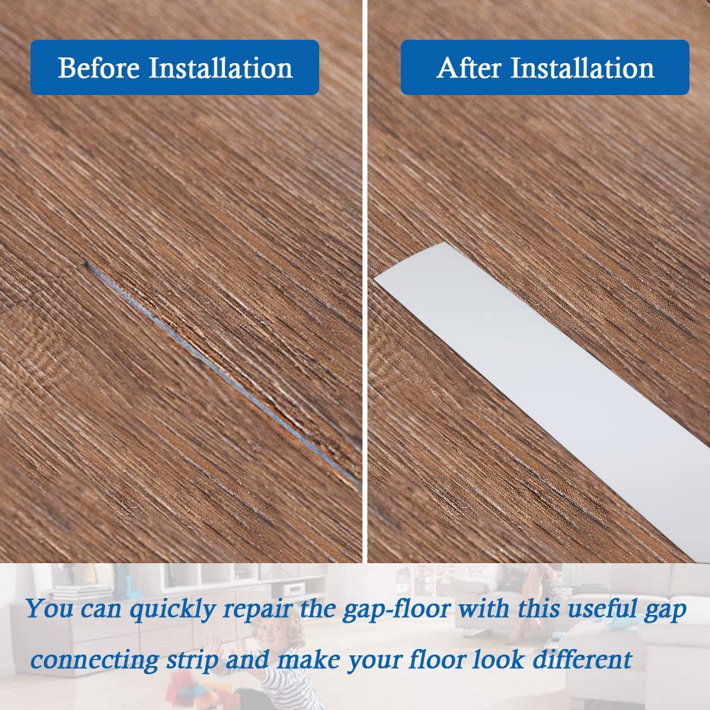 Floor Transition Strip Self Adhesive Floor Cover Strips Laminate 3" Wide Vinyl Flat Divider Transitions (7.5cm, 3.3Ft, White)