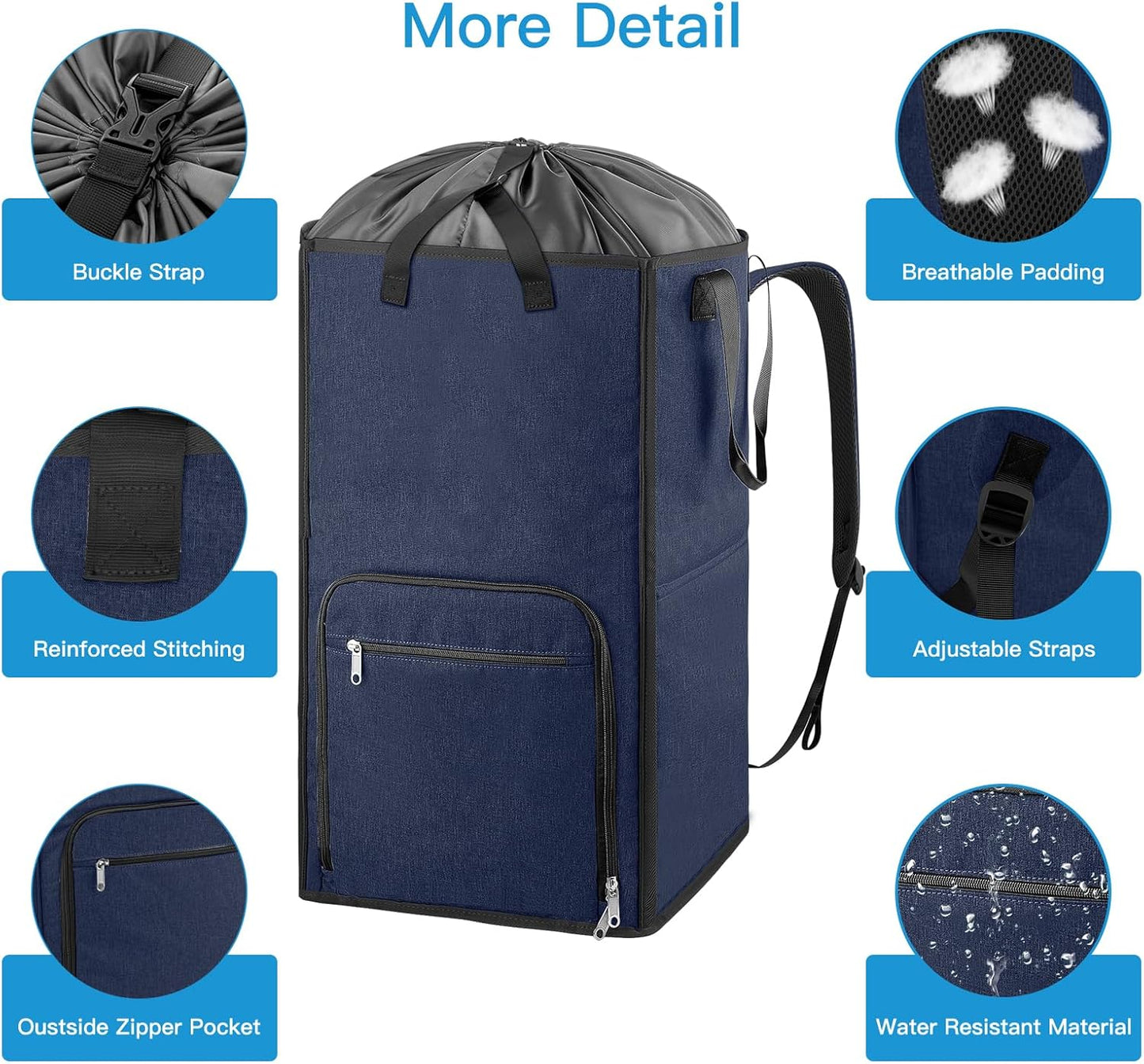 Bukere Laundry Basket, Laundry Backpack Bag for Guys Girls Boys, 2 in 1 Laundry Hamper for College Dorm Room Essentials, Adjustable Shoulder Straps, Freestanding Laundry Bag for Laundry Room, RV