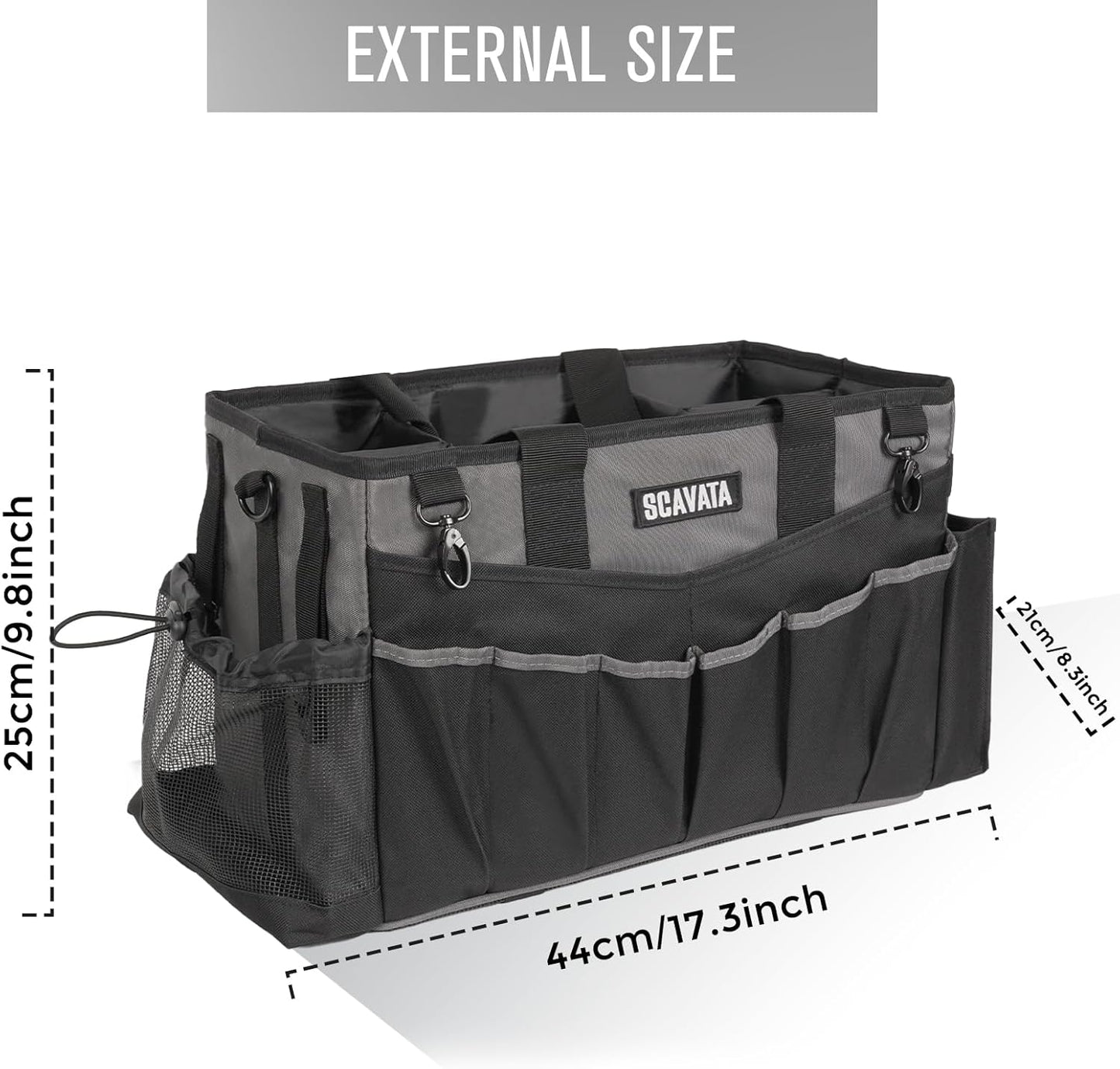 Wearable Cleaning Caddy Bag, Cleaning Caddy Supplies Organizer with Handle & Shoulder Straps for Housekeepers, Under Sink & Car Cleaning Tool Organizers with 4 Foldable Divider (DarkGrey)