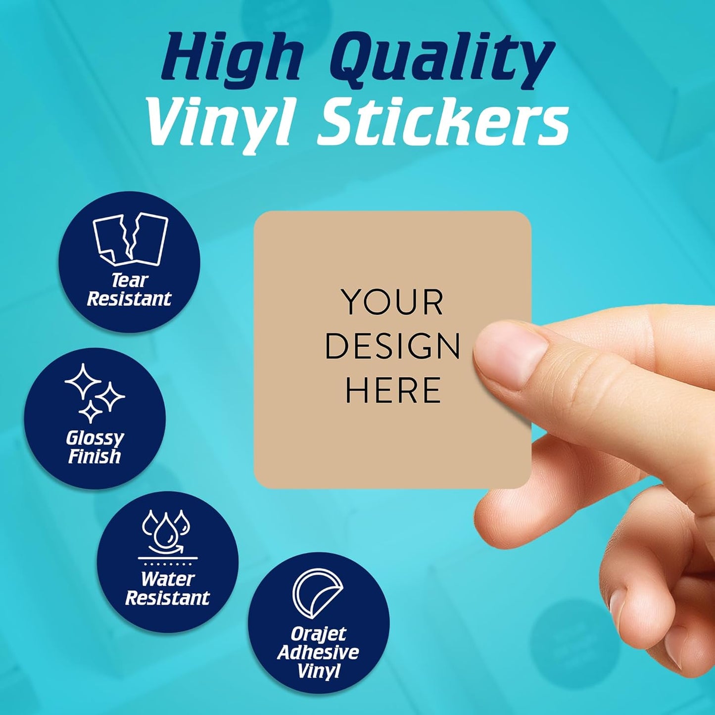 100 Custom Vinyl Stickers - Upload Your own Image, Text, Design, Logo - Personalized Logo Labels for Handmade, Packaging, Bottle, Jars, Candle, Brand Stickers (Brown, 1.5x1.5 Square)