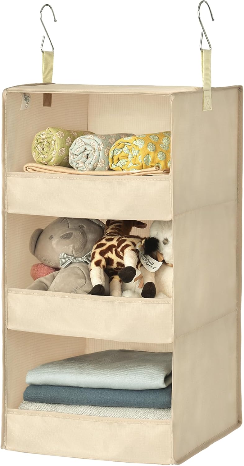 GRANNY SAYS 3-Shelf Hanging Closet Organizer, Closet Organizers and Storage, Closet Storage Hanging Shelves, Clothes Organizer for Closet, Closet Hanging Organizer, Hanging Storage Organizer, Khaki