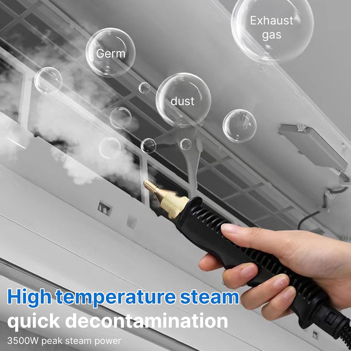 Irishom Steam Cleaner Handheld with 4pcs Accessories, Touch Screen 6 Levels Adjustable 15s Fast Steam Deep Cleaning with Portable Handle 1200ml/40.5oz Water Tank