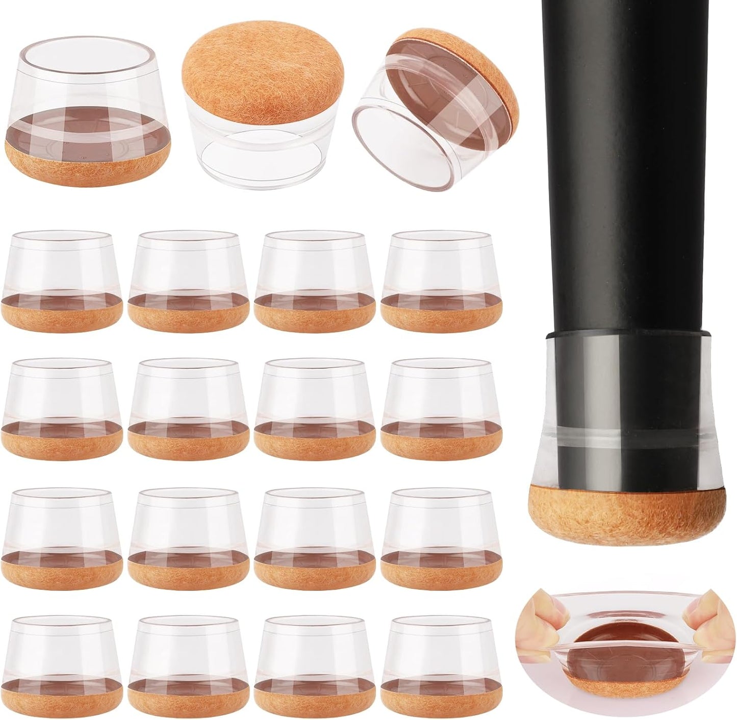 32 Pcs New Chair Leg Floor Protectors, Silicone Chair Leg Protectors for Hardwood Floors, Floor Protectors for Chairs, Chair Leg Caps Protect Wooden Floors from Scratching, Won't Tear