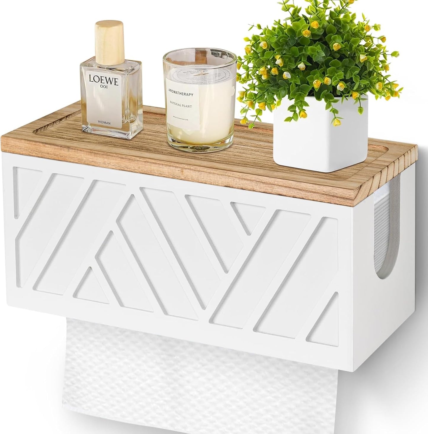 Paper Towel Dispenser Wall Mount, Paper Towel Holder Wall Mounted with Lid, Solid Wood Commercial C-Fold, Z-Fold, Trifold Hand Paper Towel Holder Dispenser Hand Towel Holder for Bathroom Kitchen Decor