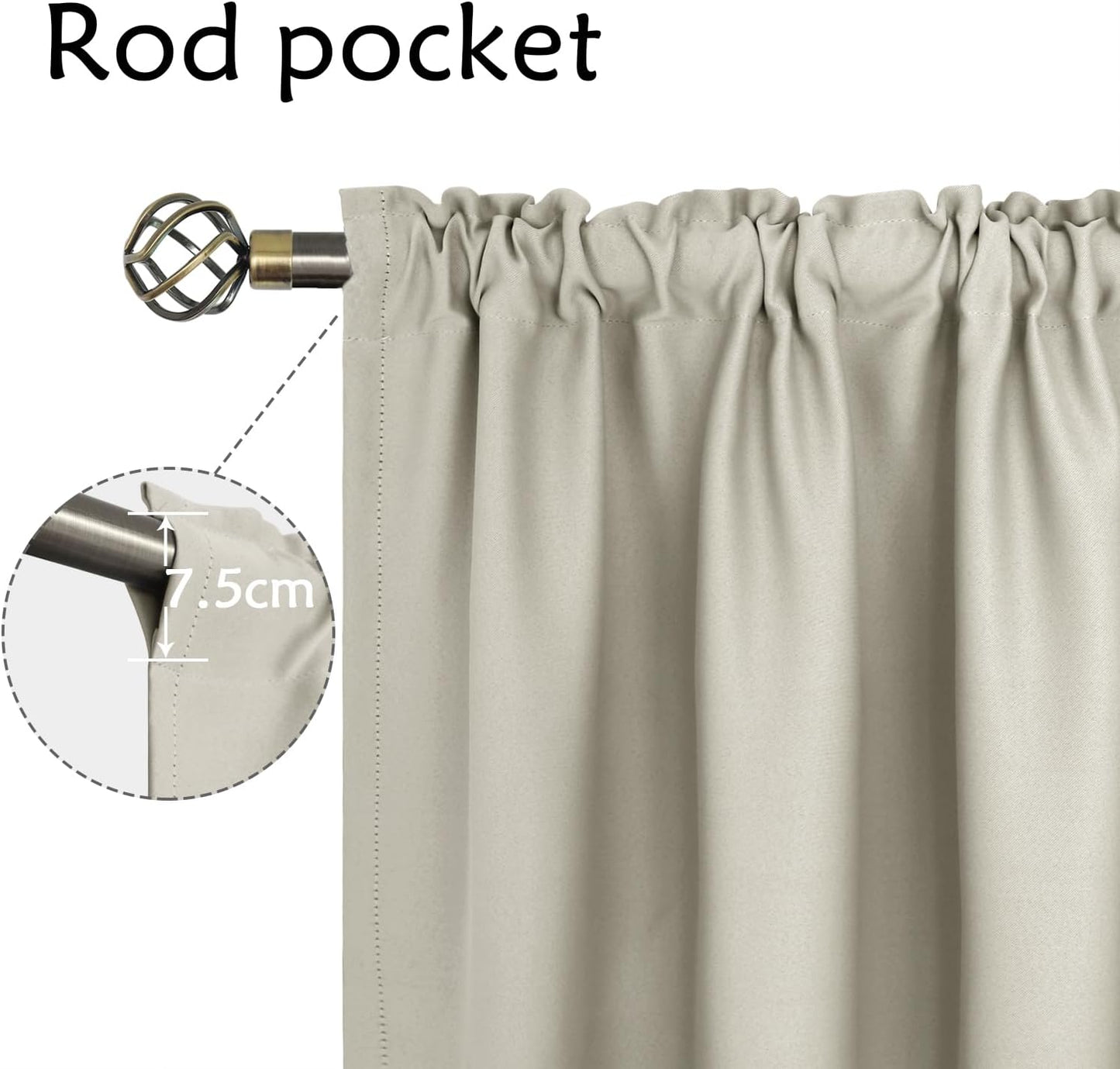 BGment Rod Pocket Blackout Curtains for Bedroom - Thermal Insulated Room Darkening Curtain for Living Room, Light Camel, 42 x 72 Inch, 2 Panels