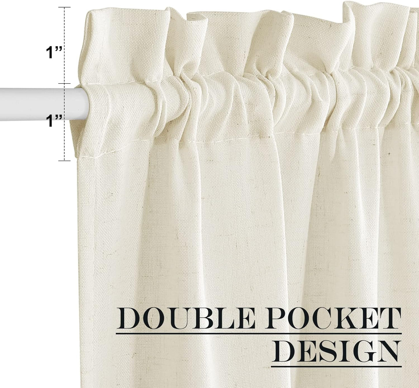 NICETOWN Natural Linen Blended Door Curtain - Farmhouse French Curtain Light Filgtering Tricia Short Window Covering for Patio Sidelight Door Blind Tie Up Shade, W26 x L50 in, 1 Pc, Off White