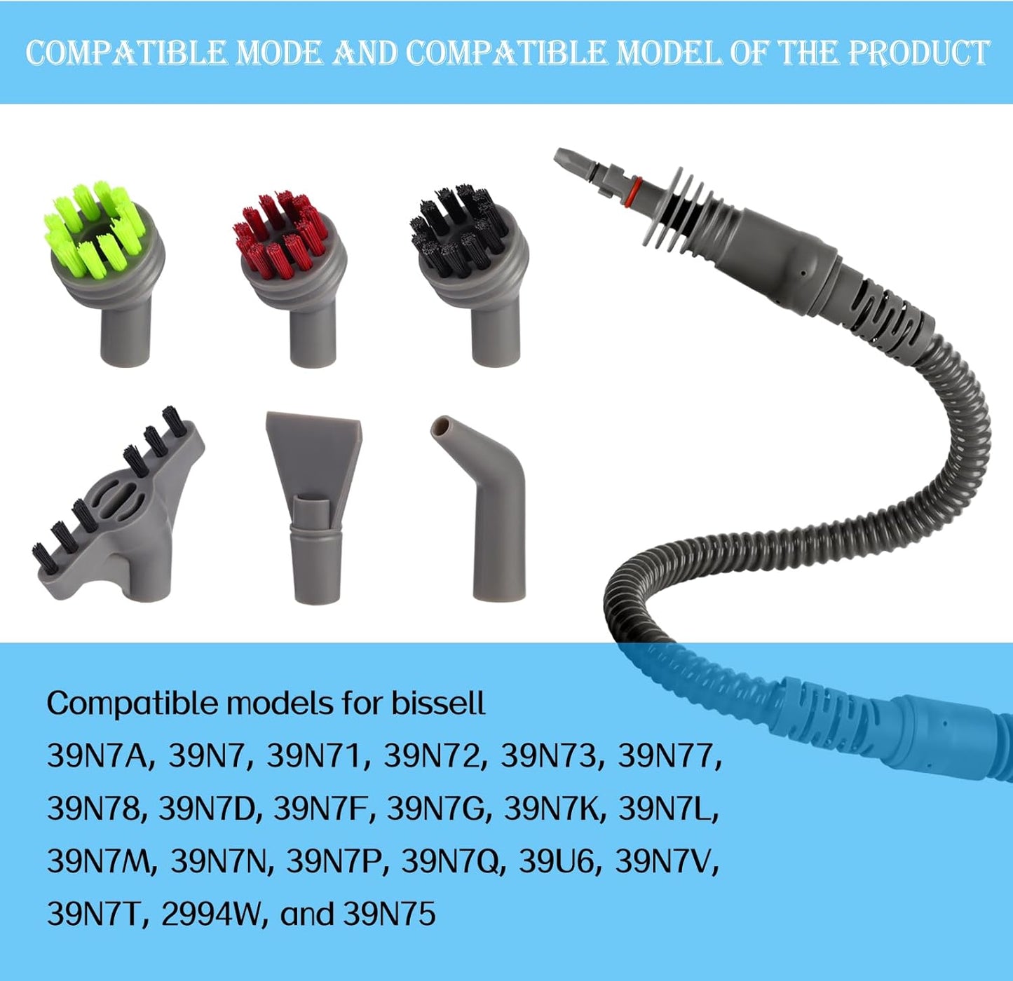 39N7A 32.8in Steam Extension Hose Replacement Parts Compatible with Bissell SteamShot Hard Surface steam Cleaner 39N7A 39N7V 39N7H 39N71 39N72 39N73 39N78 39N7M 39N7N 2994B Cleaning steam Accessories