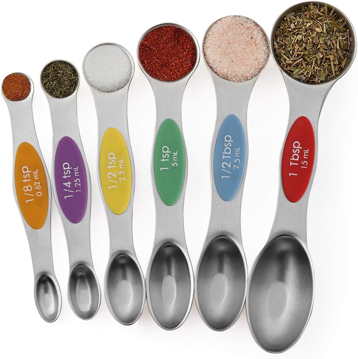 Magnetic Measuring Spoons Set Stainless Steel Stackable Dual Sided Teaspoons and Tablespoons for Measuring Dry and Liquid Ingredients Set of 6