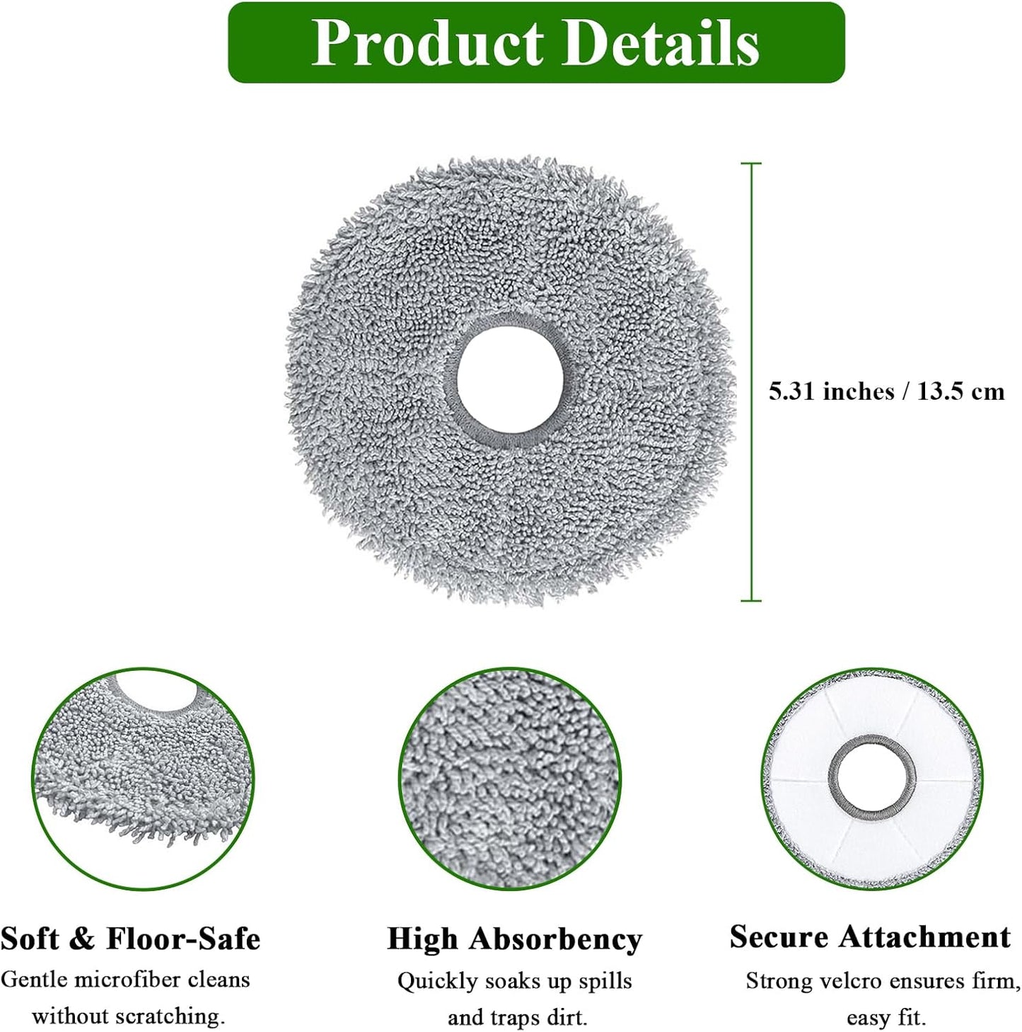 10 Pack Mop Pads for Dreame X40 Ultra/X40 Master/L40 Ultra/L10s Plus/L10s Pro Gen 2/L30 Ultra/X30 Ultra/L20 Ultra/L10s Pro Ultra/X50 Ultra Vacuum Cleaner, Microfiber Mop Cloth Replacement Accessories