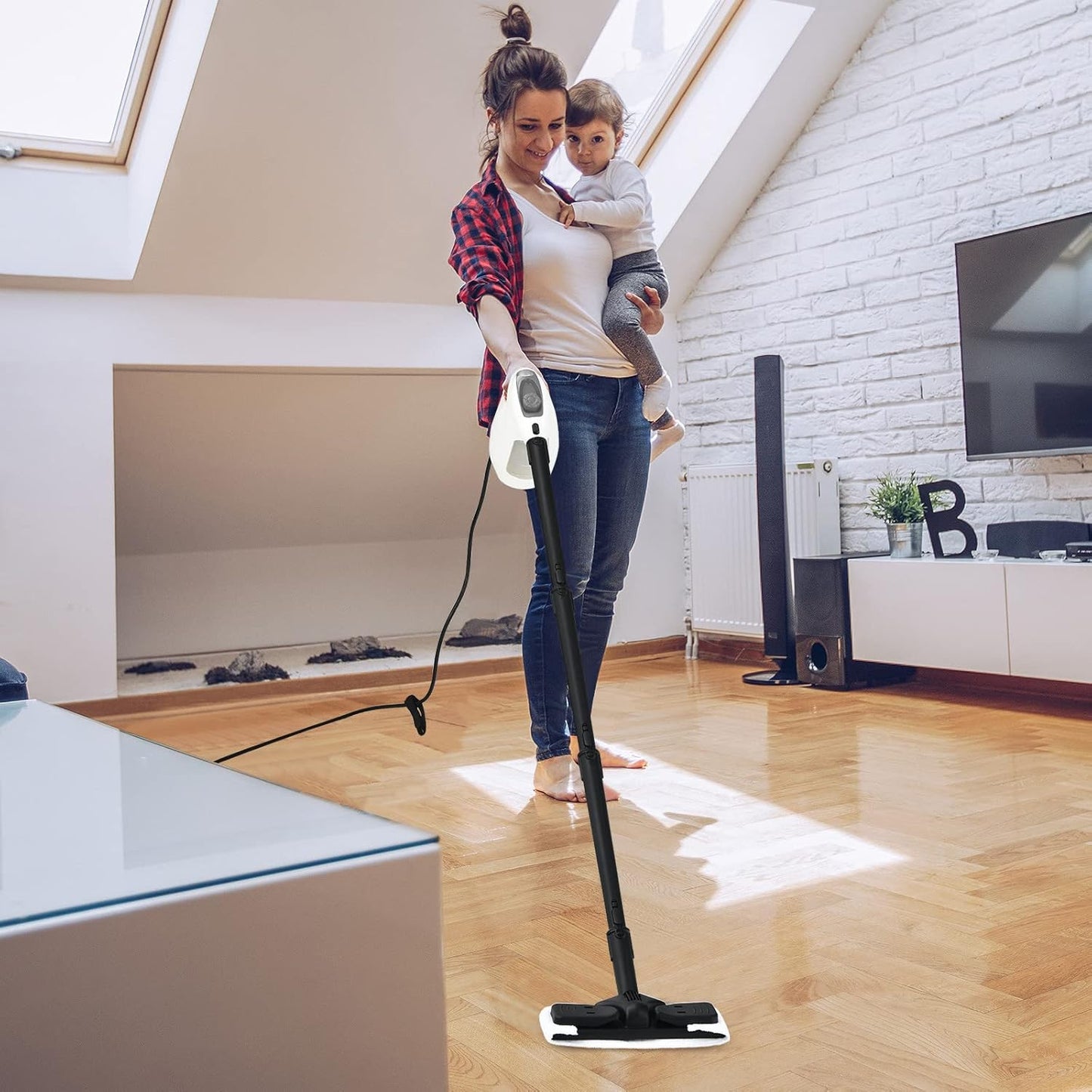 COSTWAY Handheld MultiPurpose Steam Cleaner with 17 Pieces, 350ml Large Capacity Steam Mop Continuous Fill water, Portable Chemical-Free Steamer for Home Use, Floors, Windows, 1400W, Grey