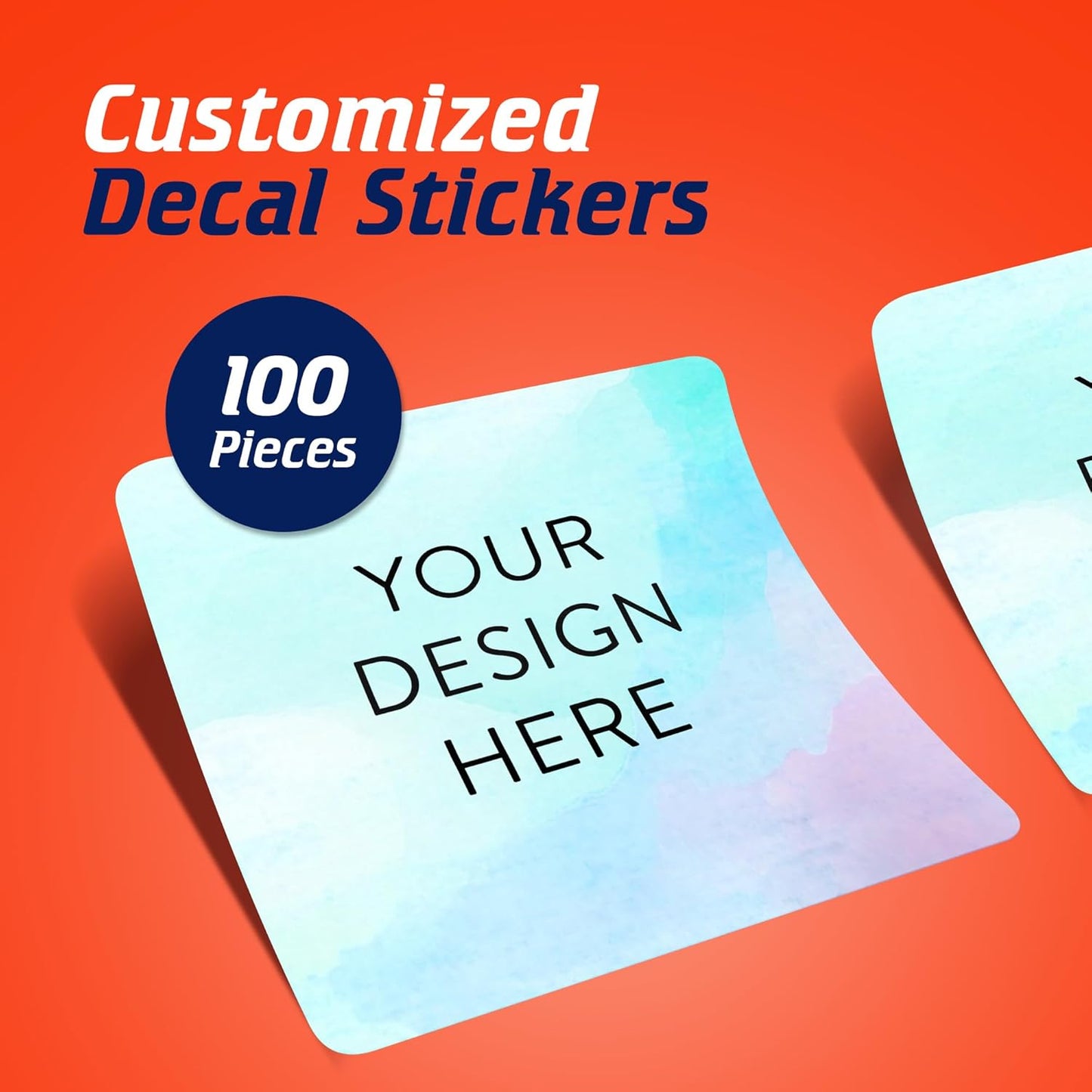 100 Custom Vinyl Stickers - Upload Your own Image, Text, Design, Logo - Personalized Logo Labels for Handmade, Packaging, Bottle, Jars, Candle, Brand Stickers (Sky Blue, 2x2 Square)