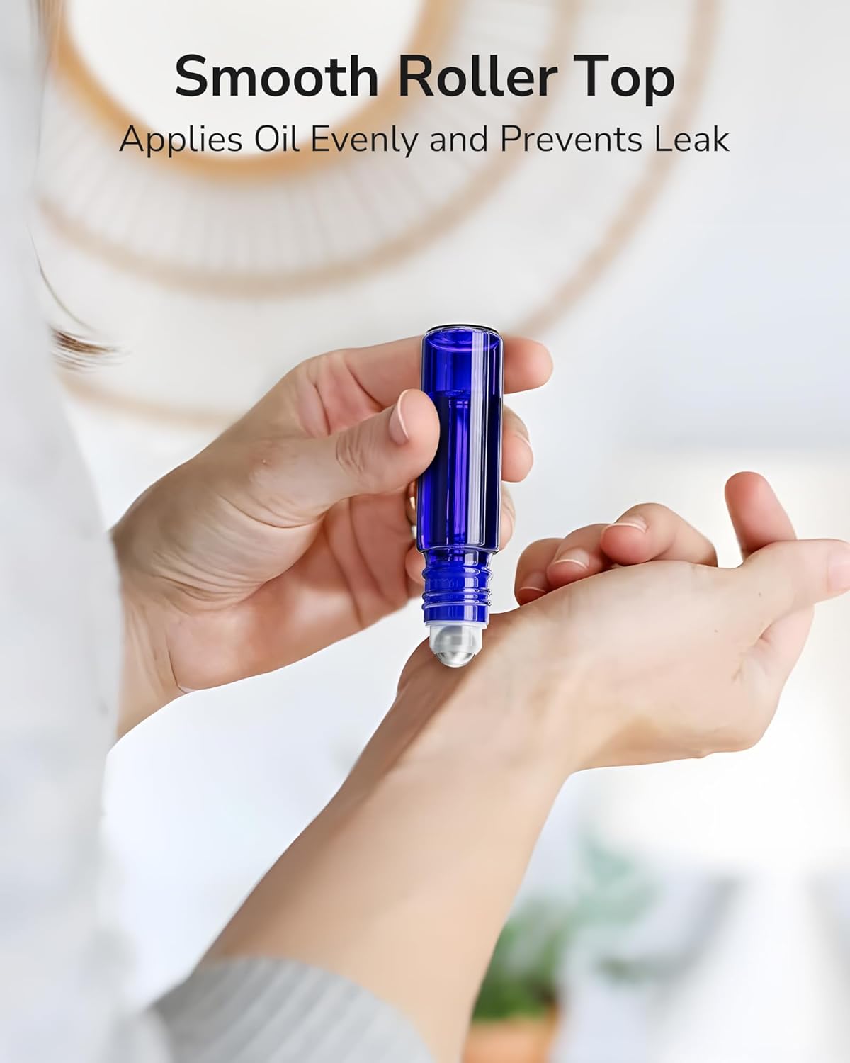 ULG Essential Oil Roller Bottles 48 Pack 10ml Cobalt Blue Glass Empty Bottles with Stainless Steel Roller Balls (10 Extra Roller Balls, 4 Openers, 4 Droppers, 48 Waterproof Labels)