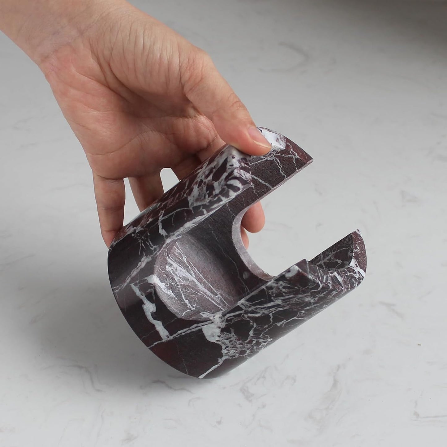 Natural Travertine Sponge Holder for Kitchen Sink, Drying Rack, Compact Sink Caddy Organizer (Rosso Levanto Marble)