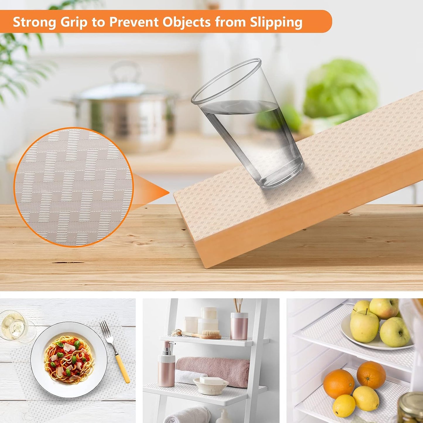 Shelf Liners for Kitchen Cabinets Refrigerator Liners Waterproof & Oil-Proof Kitchen Cupboard Liner Non-Slip Drawer Mats EVA Material Non Adhesive Fridge Liner for Shelves (23.6 x 236.2 inches, Clear)