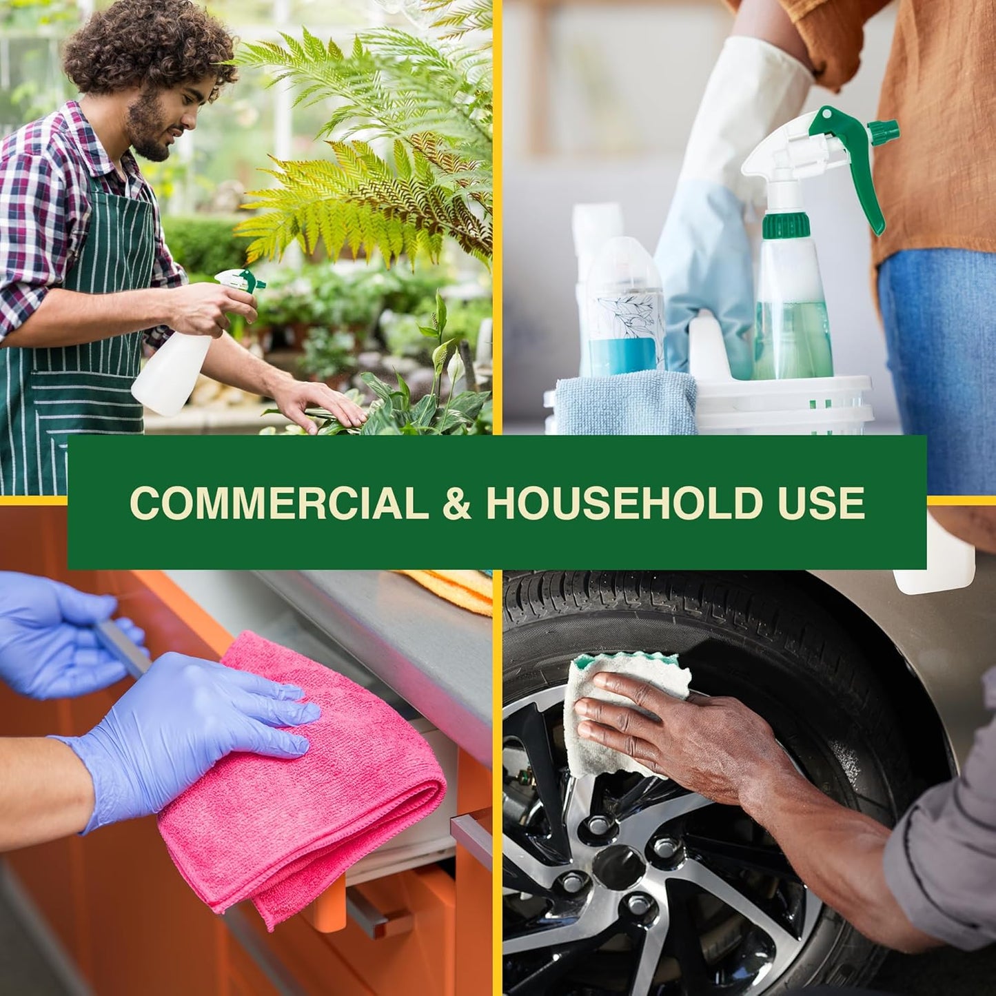 Heluva Green Spray Bottle Nozzle Replacement, Bottle Tops Only - Sprayer Nozzle Triggers for Heavy Duty, Commercial, Home Cleaning Solutions - Fits 8,16,24,32 oz Plastic & Glass Bottles, Green 24 pack