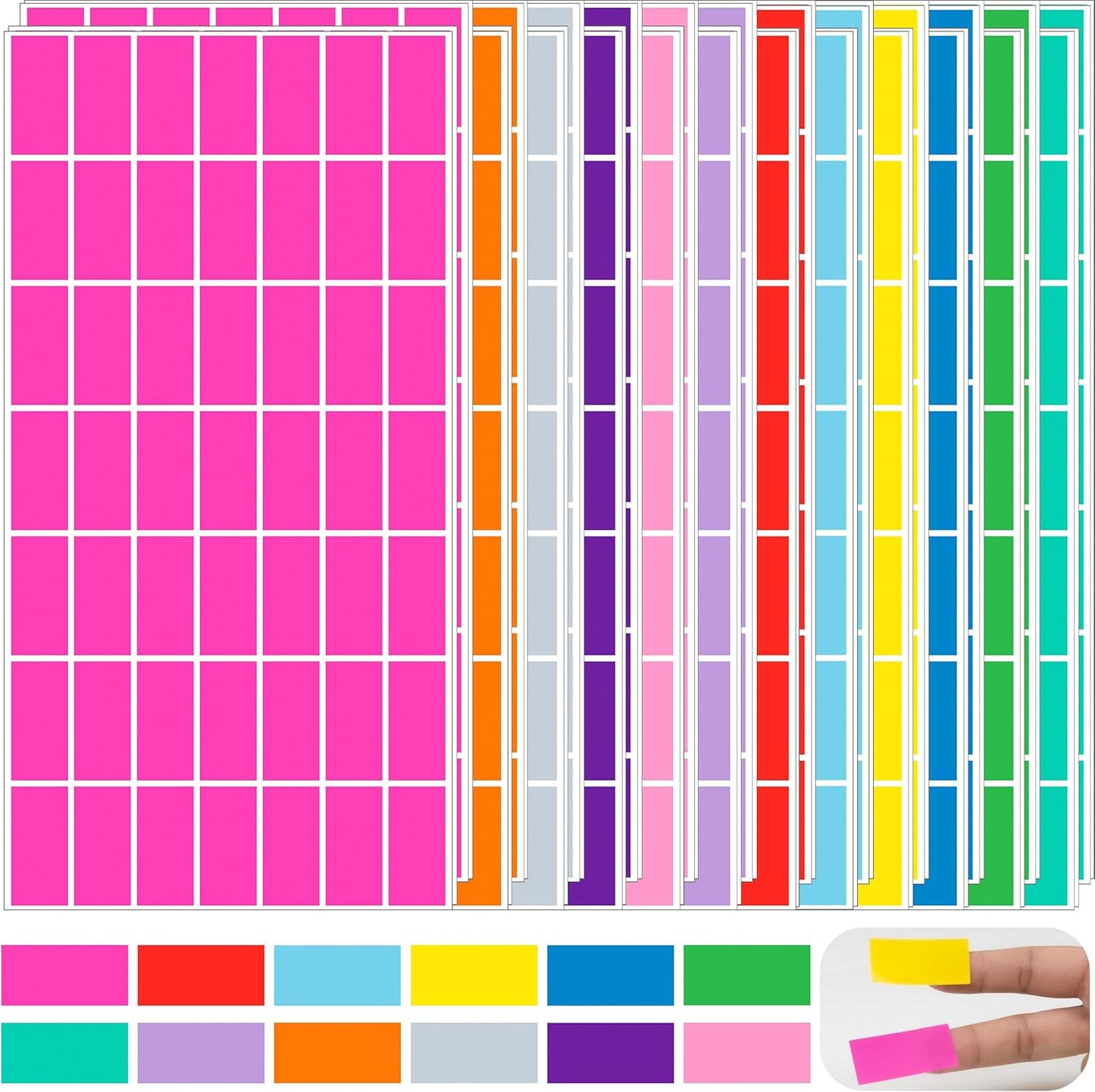 Rectangular Colored Label Stickers,1.57 x 0.75 Inch Color Coding Label,12 Colors Self-Adhesive Label,Colors Tags,Color Stickers for Inventory Organize, File Classification - 2352 Pack