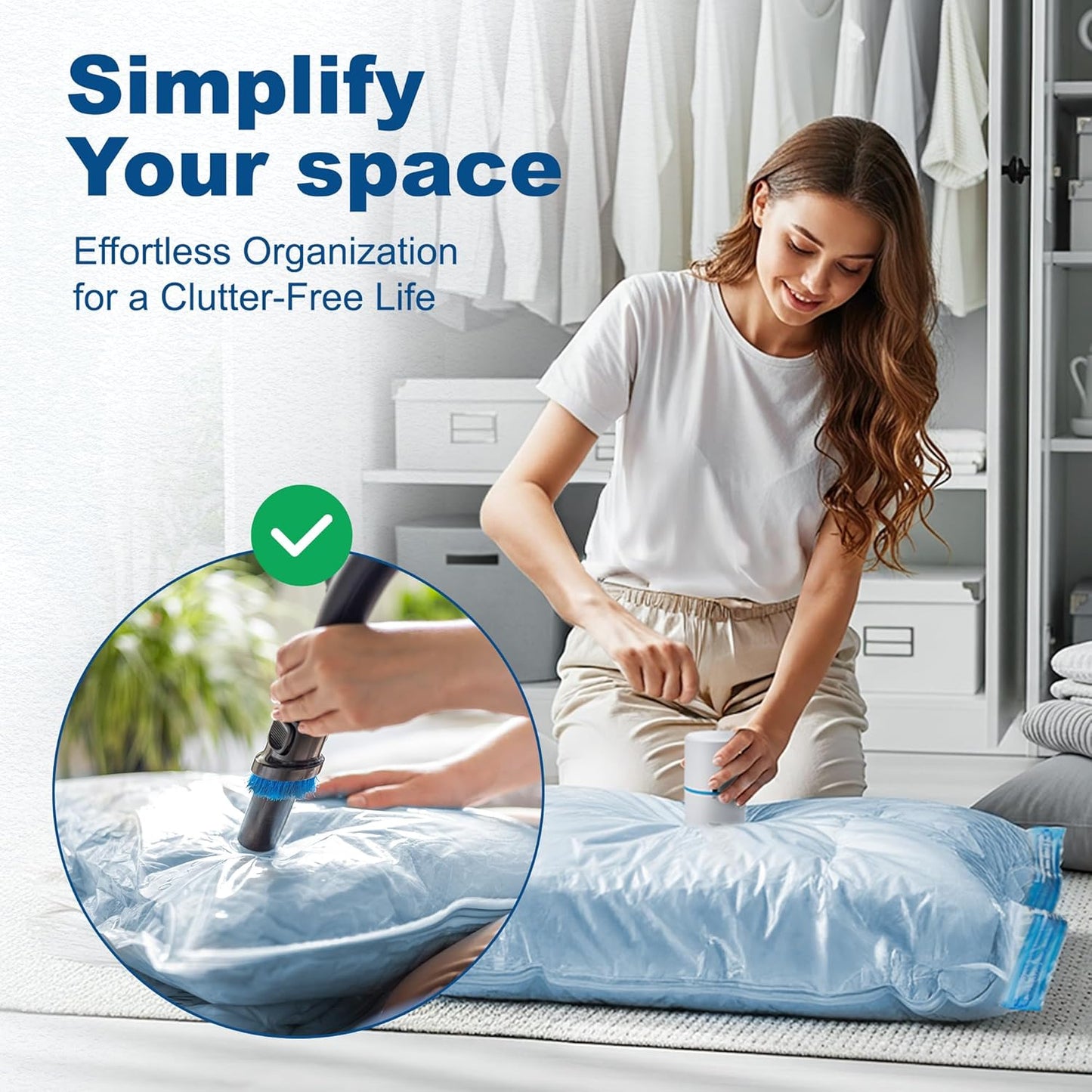 HOUSE DAY 10 Medium Vacuum Seal Bags For Clothing Travel, 80% Space Saving Travel Vacuum Bags with Electric Pump, Vacuum Storage Bags For Clothes, Blankets, Moving, Camping, Toys, Reusable & Durable
