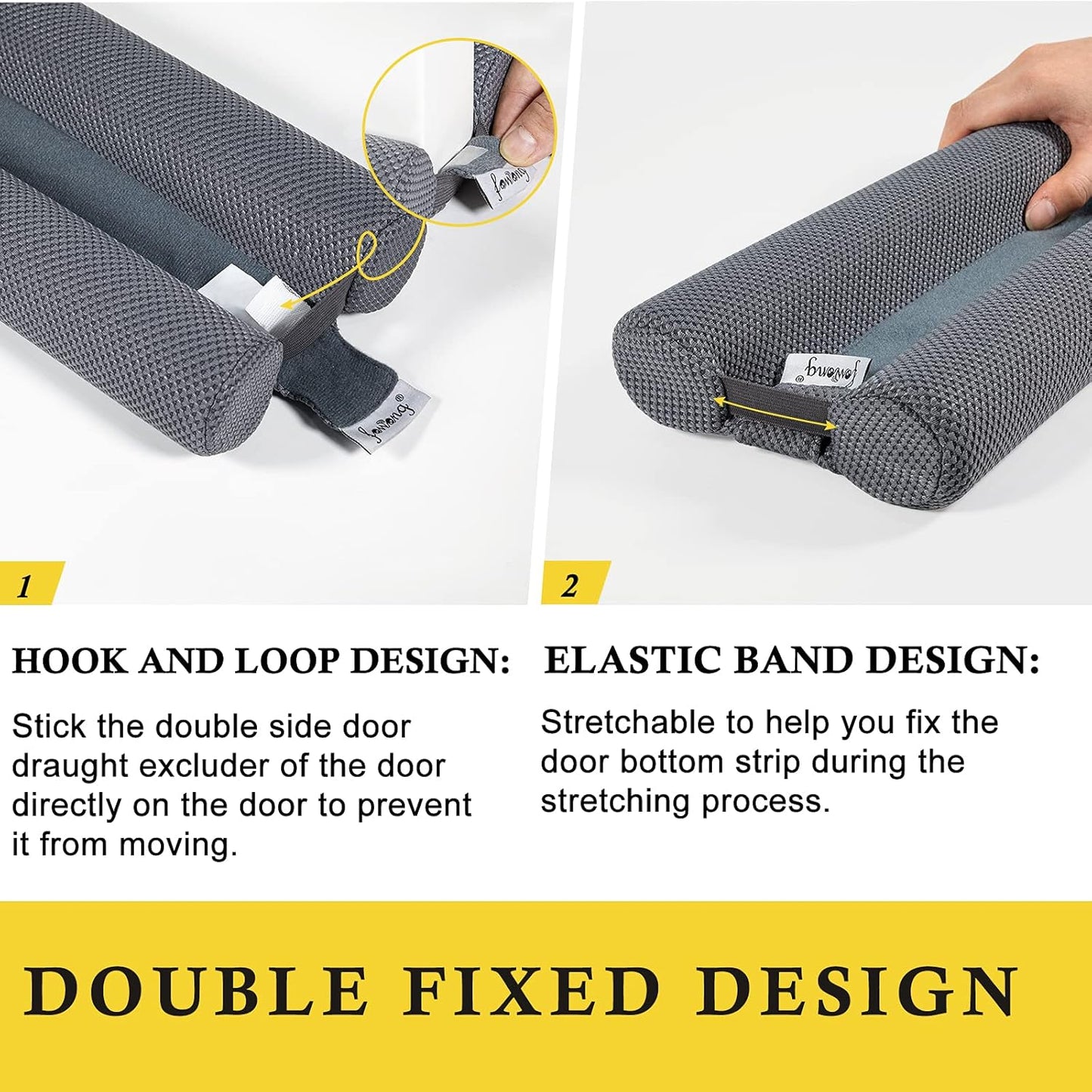 fowong 2 Pack Door Draft Stopper 30" Adjustable Under Door Noise Stopper for Bottom of Doors, Soundproofing Draft Guard, Grey