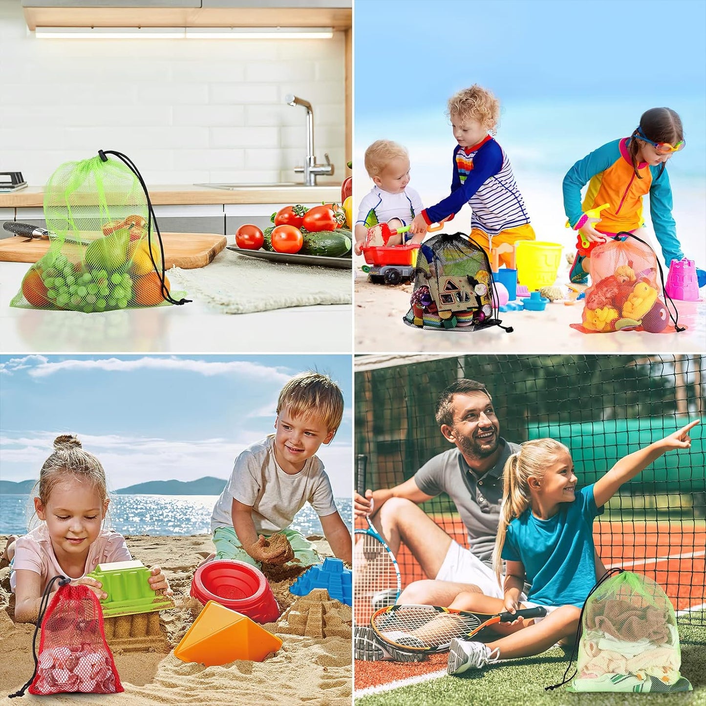 iMucci 12Pcs Mesh Bag 13"X15.5" Drawstring Gym Bag Nylon Mesh Drawstring Bag with Cord Lock Closure for Collecting Toys Travel Sports