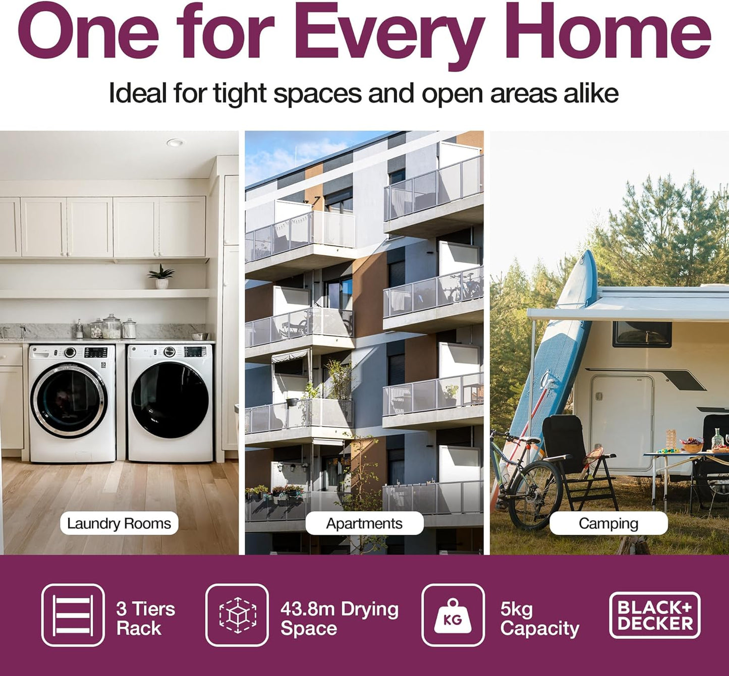 BLACK+DECKER Over The Door Expandable Telescopic Drying Rack, Clothes Organizer, Towel Hanger, Laundry, Collapsible, Gray