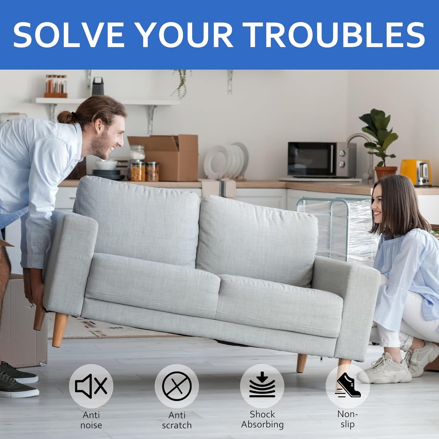 Silicone Furniture Pads, 5" x 120" Non Slip Furniture Pads Anti Skid Pads Non Slip Self Adhesive Cuttable Silicone Tape Strip Roll for Protecting Hardwood Floors Chair Wall Protector - Black