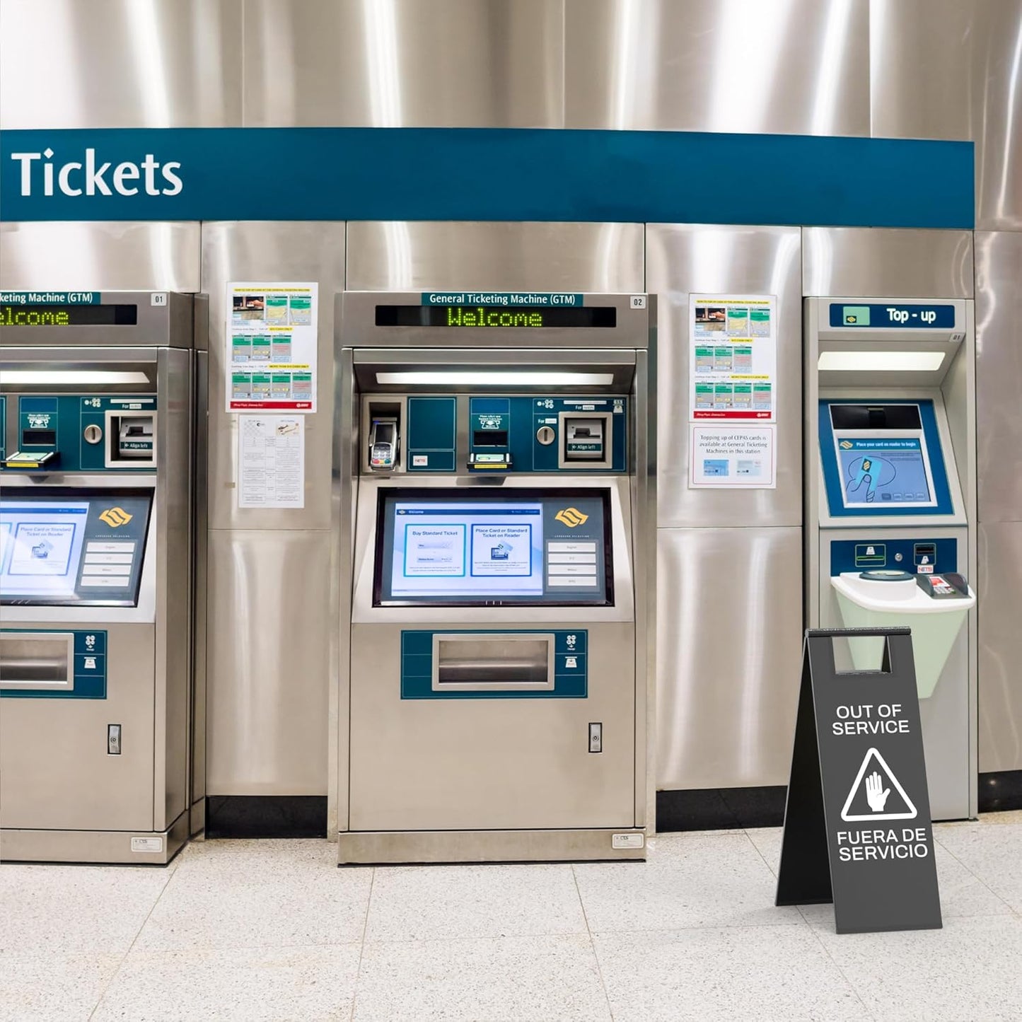 Stainless Steel Out of Service Sign Portable Foldable Sign 2-Pack (Black)