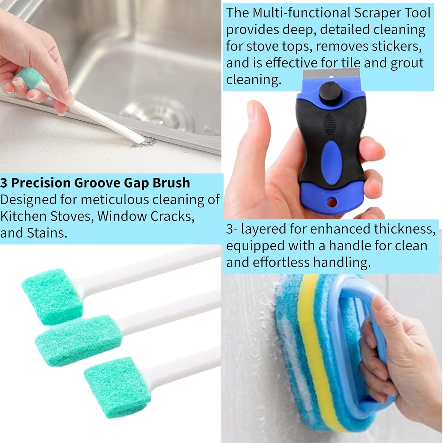 Elkanah Cleaning Brushes for Household use Small Cleaning Brushes for Small Spaces Sink Bathroom Deep Cleaning Supplies Set of 10