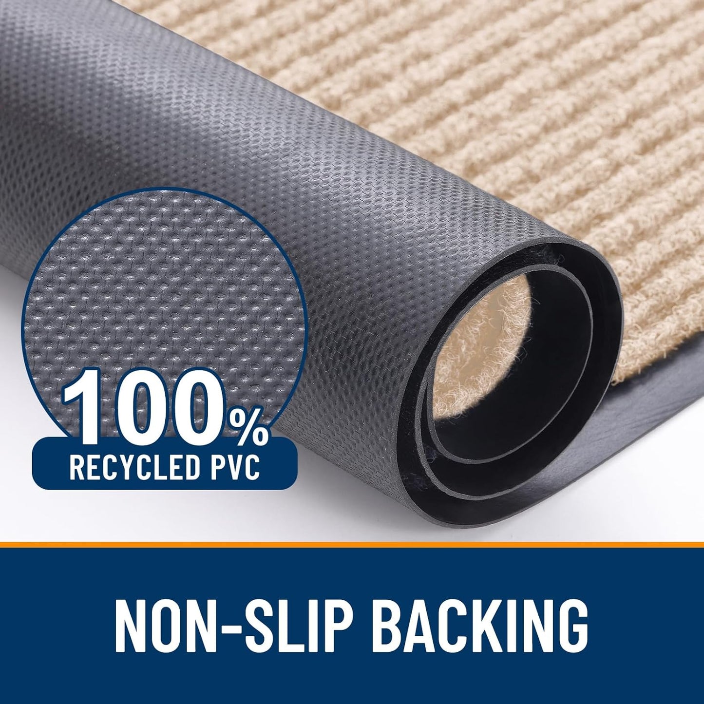 OLANLY Front Door Mat Indoor Outdoor Entrance, Waterproof Heavy Duty Doormat, Fade Resistant, Low Profile, Easy Clean Patio Porch Welcome Floor Mats for Entry, 47x23, Beige