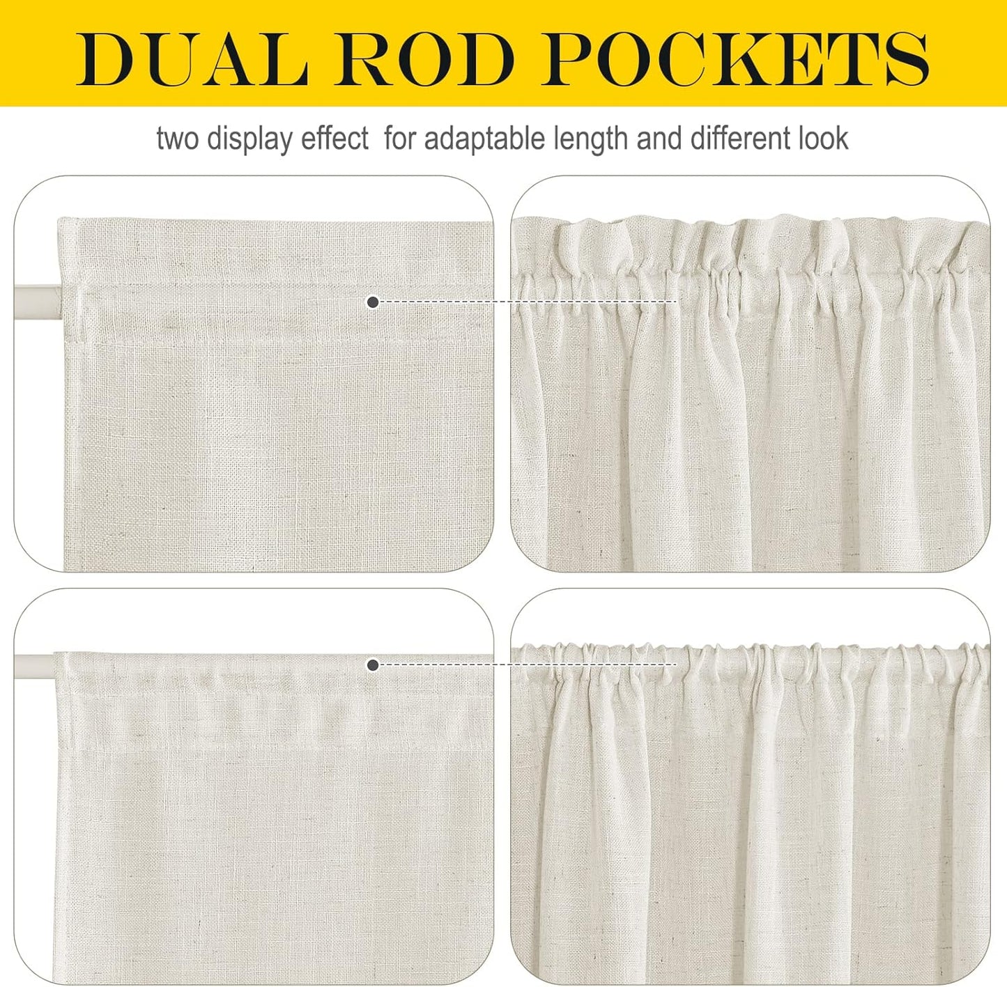 NICETOWN Flax Linen Burlap Door Curtains for Windows, Sheer French Door Cover 72 inch Length for Kitchen, Farmhouse Inusalted Curtain for Doorway/Sliding, 1 PC, 30 x 72 Inches