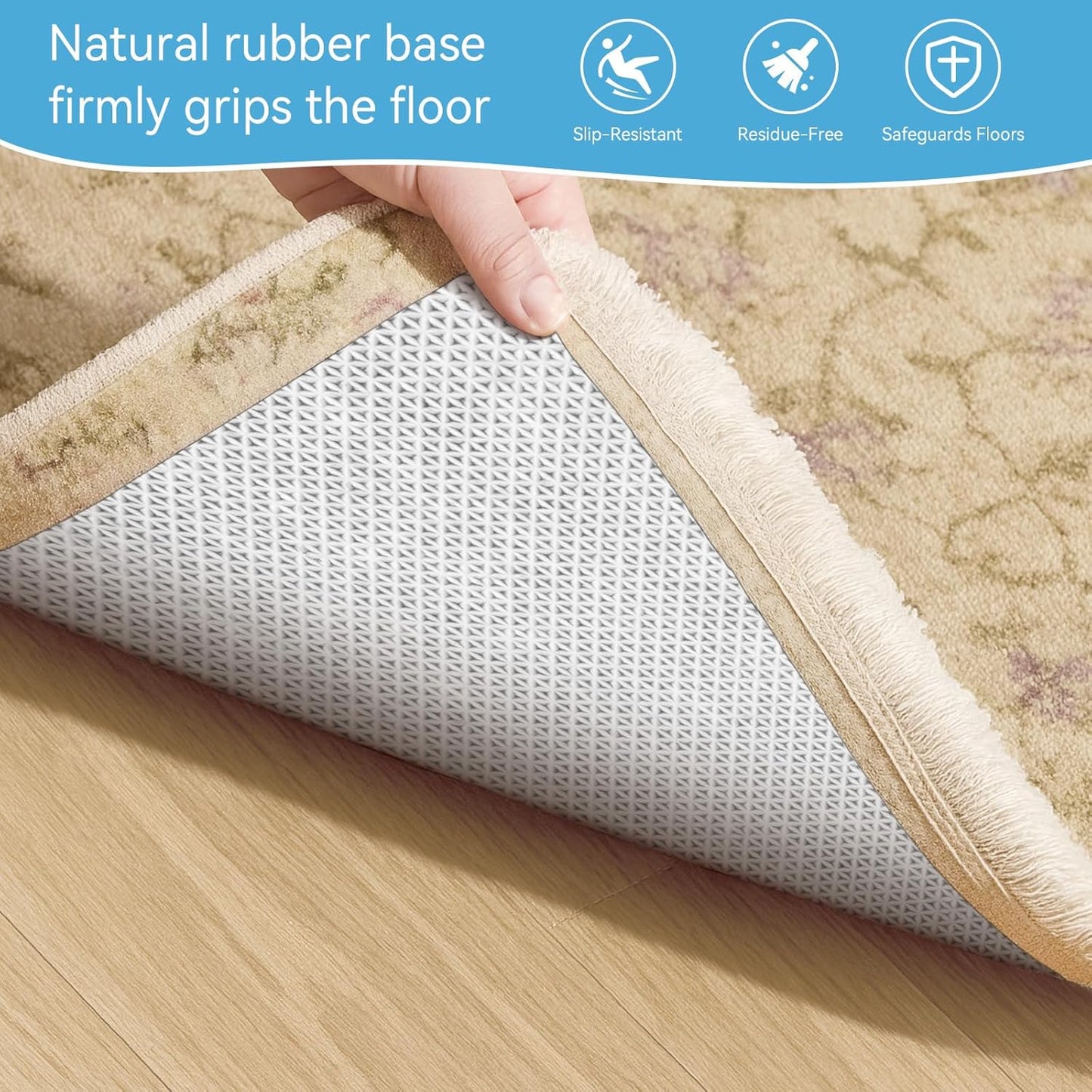 Warmstar 2x8 FT Non Slip Rug Pad,100% Waterproof Felt Rug Pad for Hardwood Floors,1/4” Thick Soft Carpet Pad with Natural Rubber Backing, Secure Grip & Floor Protection