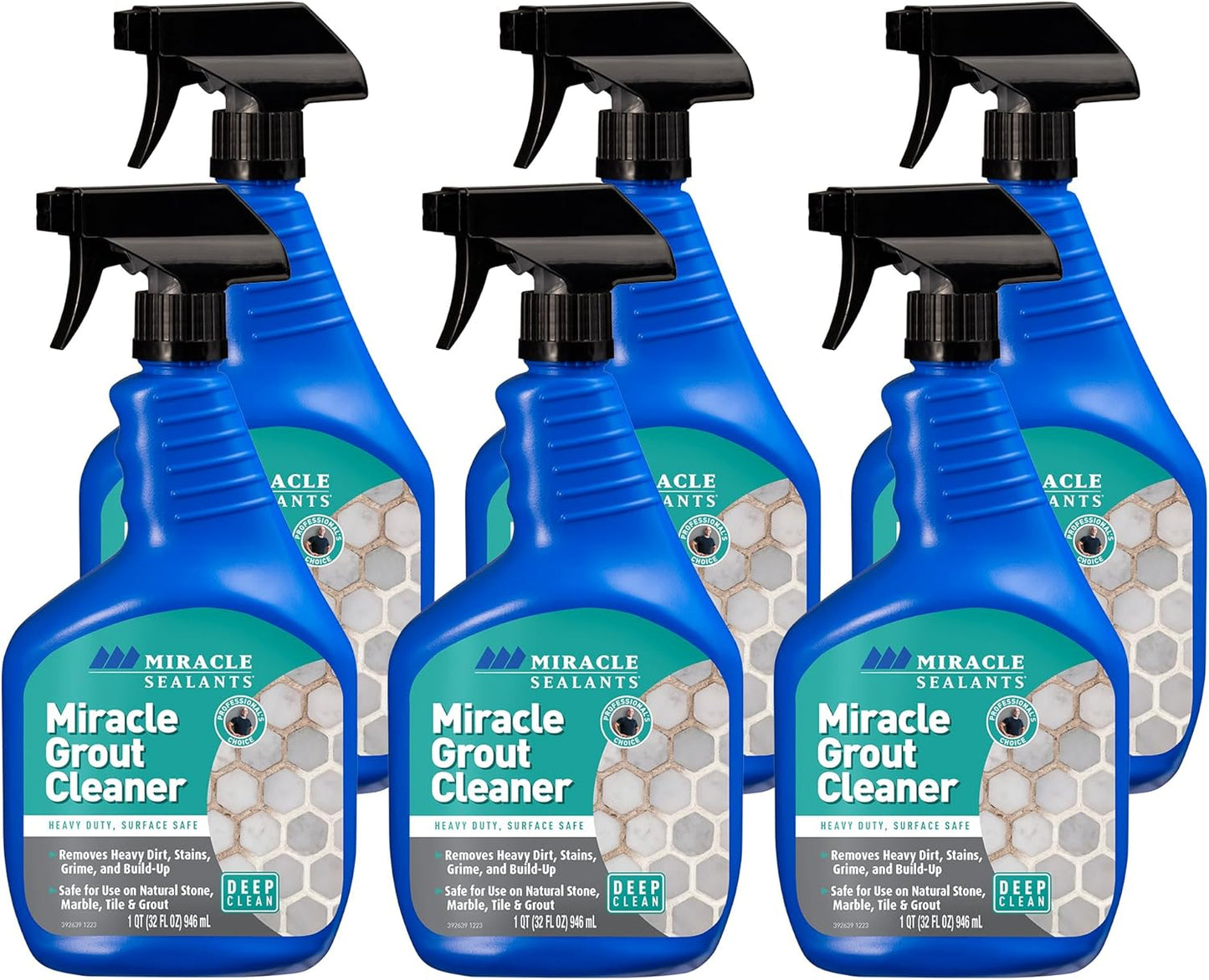 Miracle Sealants Heavy Duty Miracle Grout Cleaner Spray for Natural Stone, Marble, Tile & Grout, Quart, 6 Pack