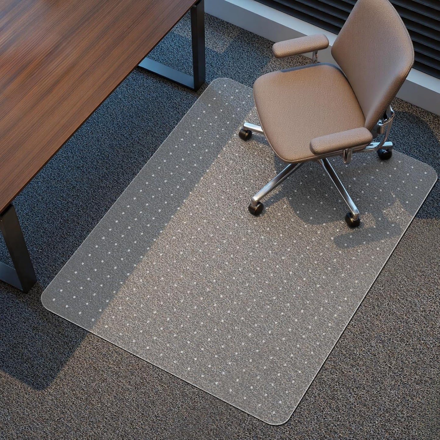 Kuyal Office Chair Mat for Carpet, 46x55 Clear Heavy Duty Computer Chair Mat, Under Desk Protector Carpeted Floors Mat, Easy Chair Movement,Ship Flat
