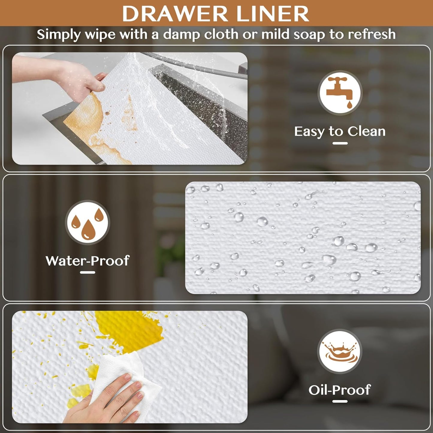 Non-Adhesive Shelf and Drawer Liner for Kitchen Cabinets, 12 in x 10FT Strong Non-Slip Cabinet Liners for Shelves, Refrigerator, Pantry Storage, Bathroom Closet, Easy to Clean & Cut, White