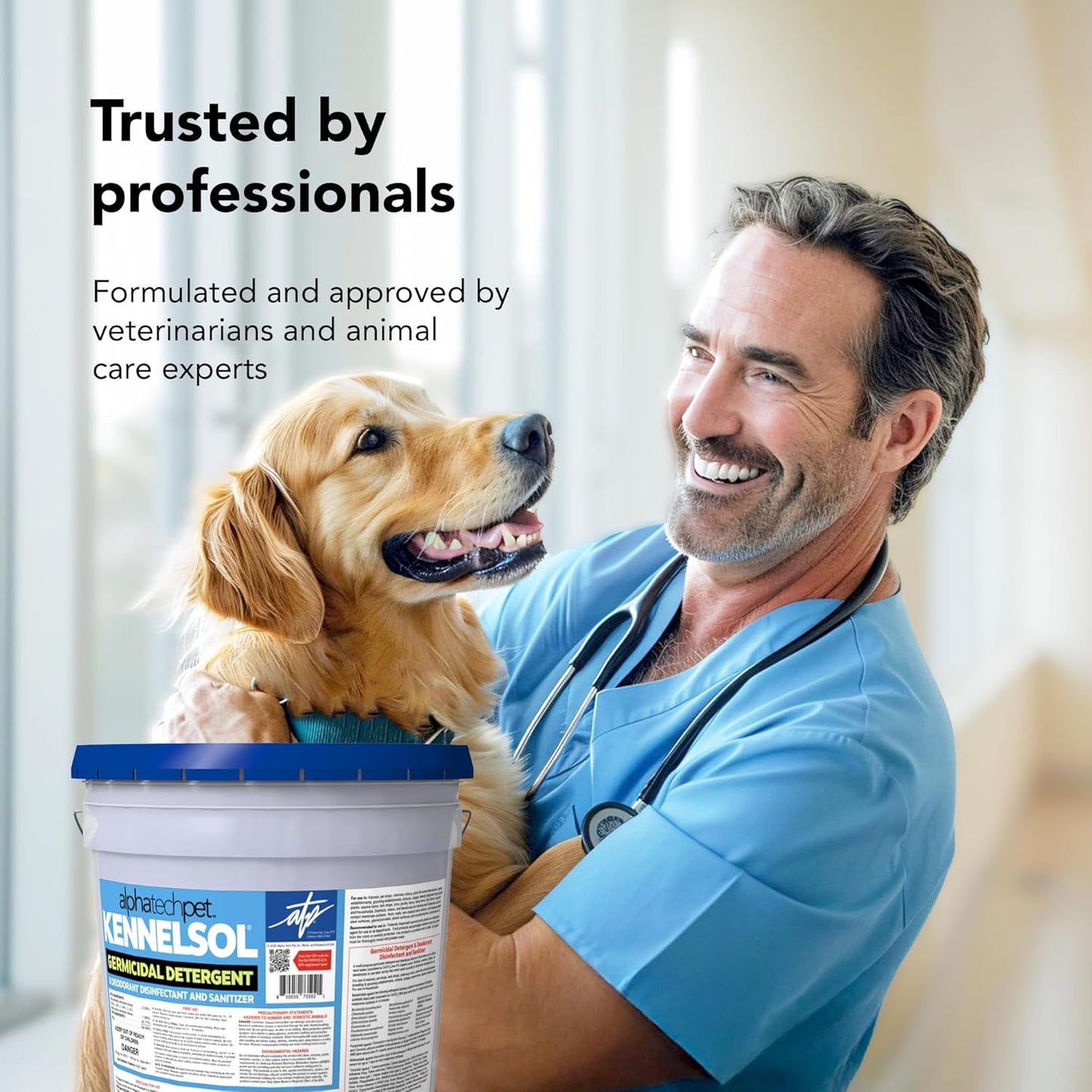 ATP KennelSol 1-Step Kennel Cleaner - 5 Gallons Liquid Disinfectant, Effective Against Bacteria and Viruses, Deodorizer Wintergreen Scent by Alpha Tech Pet