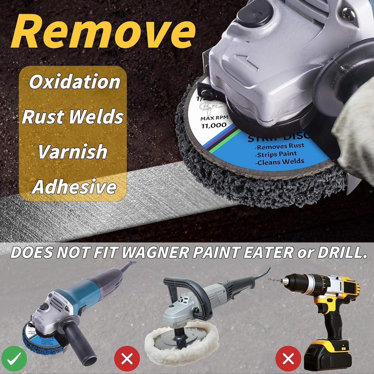 15 Pcs 4.5" x 1/2" Strip Discs Bulk, Paint Stripping and Rust Removal Wheels for Angle Grinders, Abrasive Grinding Discs for Metal, Wood, and Fiberglass, Purple