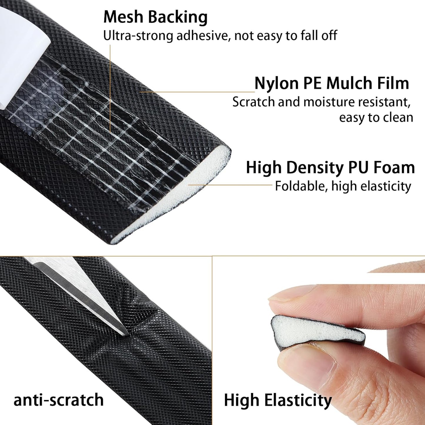 QDiShi 118" Wedge-Shape Weather Stripping Door Seal Weatherproof Foam Seals Self Adhesive Insulation Anti-Collision Strip Soundproofing Frame Insulation Tape Fits 0.13-0.31" Gaps(Black)