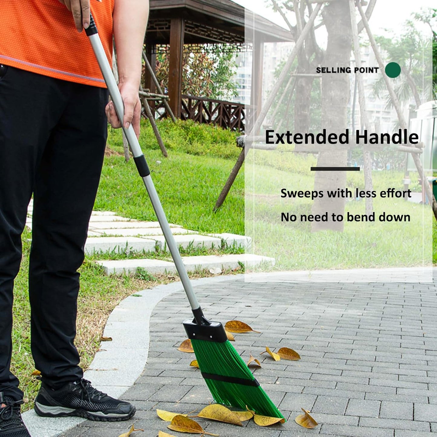 Courtyard Broom-Heavy Duty Broom Long Handle Outdoor Commercial Angle Broom for Courtyard Ourdoor Travel Camping