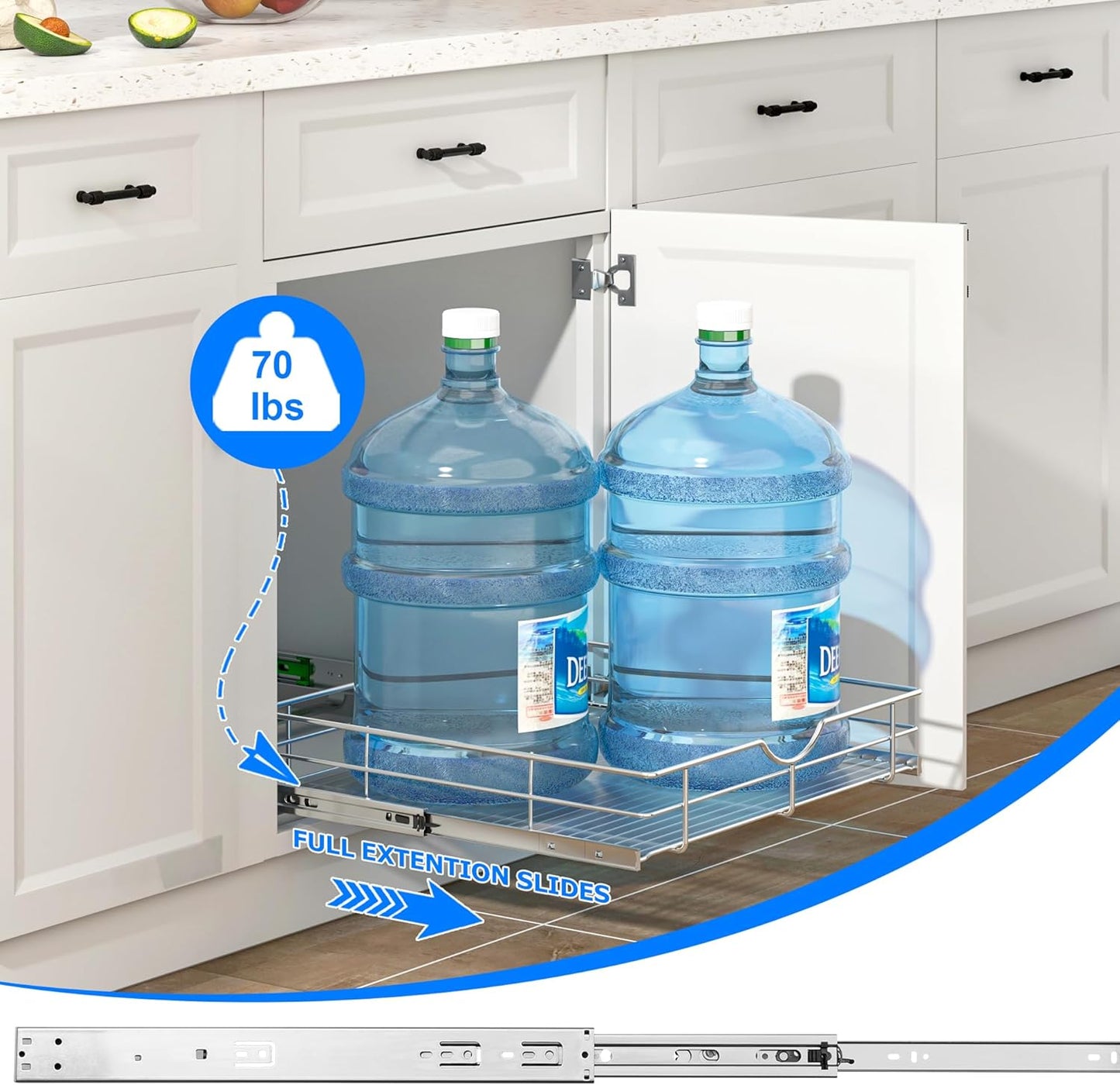 WelFurGeer Soft Close Slide Out Cabinet Shelf, 14" W x 22" D Pull Out Drawers for Kitchen Cabinets, Kitchen Shelf Organizer, Cupboard Organizers and Storage, Under Cabinet Pull Out Shelves