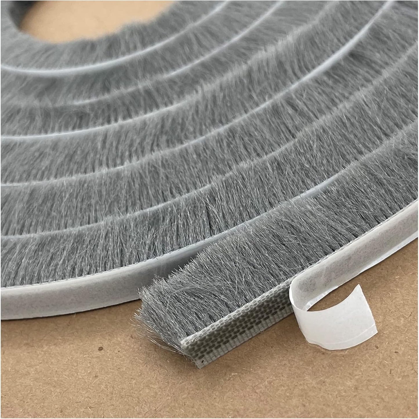 Weather Stripping Brush for Sliding Windows/Doors Frame Side,Pile Self Adhesive Weatherstrip Seal Strip Sealer Draft Stoppers (32ft x11/32 Backing x 9/16 Brush inch, Grey)