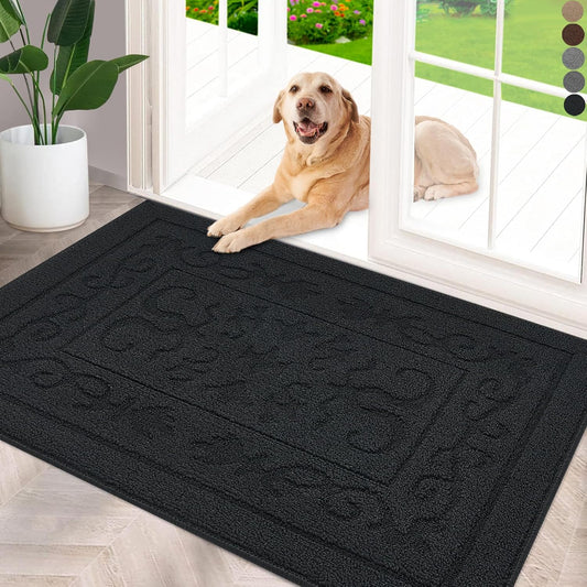 FONEYI Indoor Door Mat 36" x 59", Dirt Trapper Door Mats Non-Slip Entryway Rugs Washable, Absorbent Resist Dirt Welcome Mat, Low Profile Inside Floor Mats for Front Back Door and Entryway, Black
