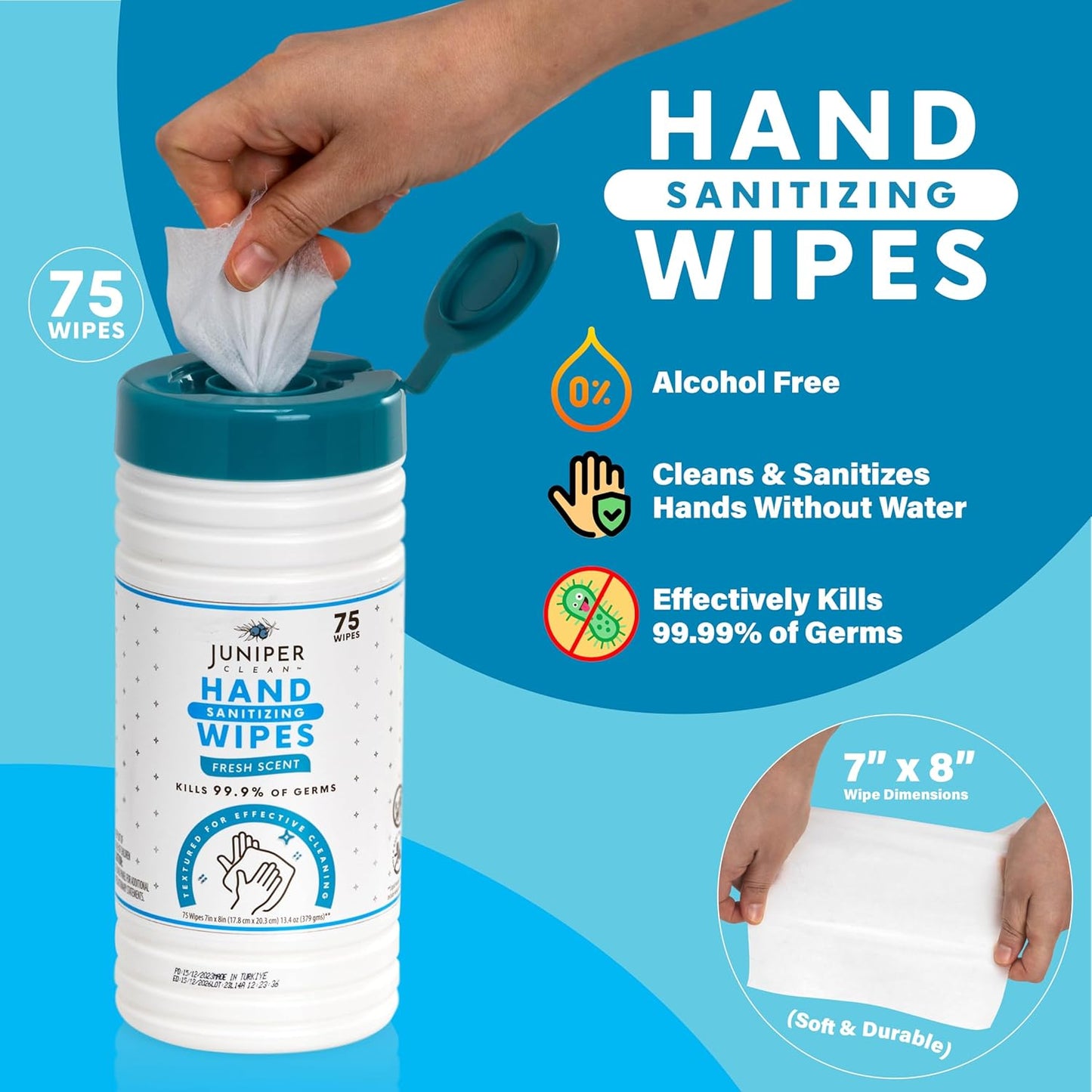 4 Pack Hand Sanitizing Wipes, Alcohol Free 300 Count Canister Disposable Hand Sanitizer Wipes, Fresh Scent, Lint Free & Durable