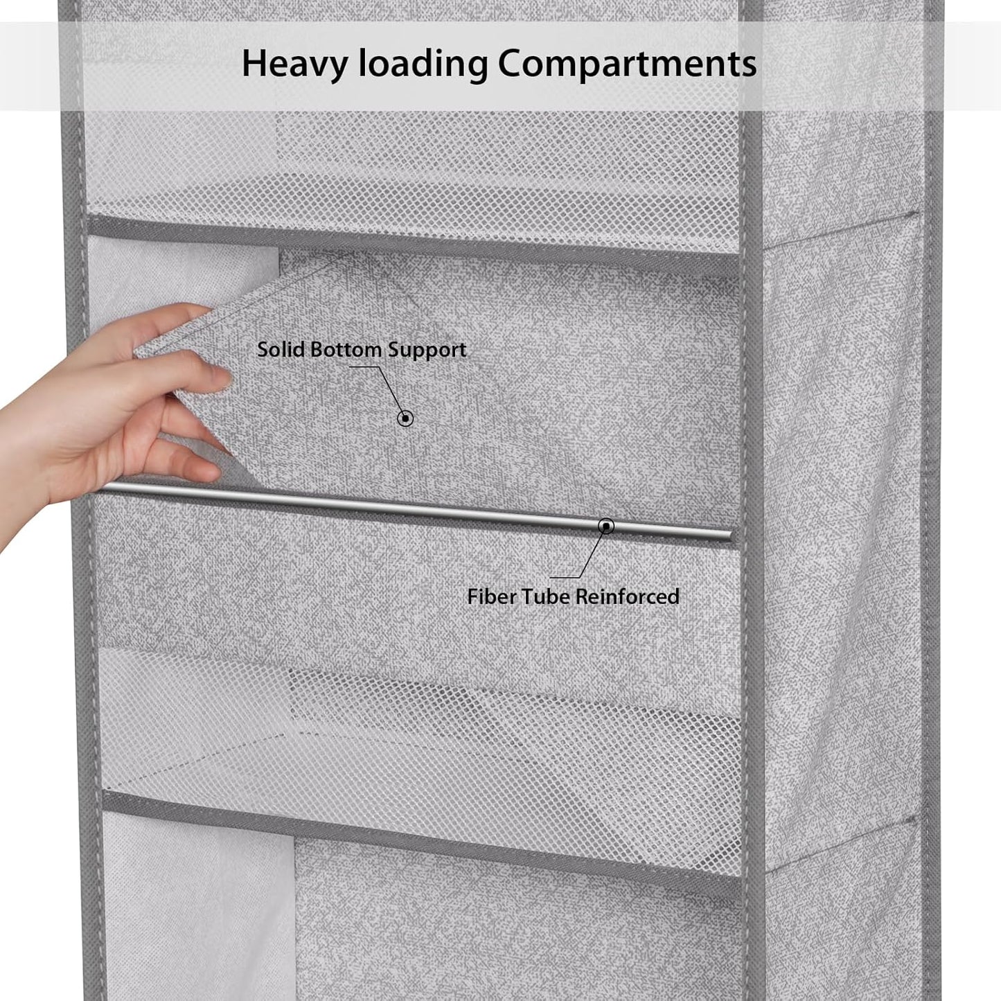 Univivi 5-Shelf Door Storage Over Door Hanging Organizer with 4 Large Pockets and 3 Small PVC Pockets Nursery Closet Cabinet Wall Mount Hanging Storage Organizers for Baby Nursery (Grey Pattern)